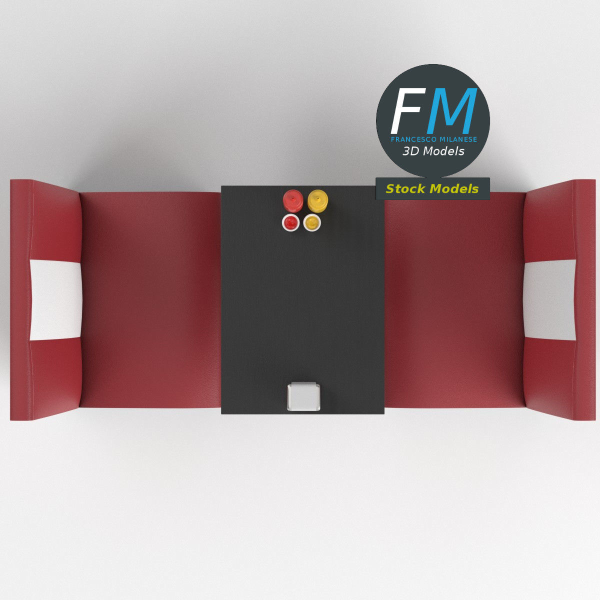 Diner booth set 1 3D model_6