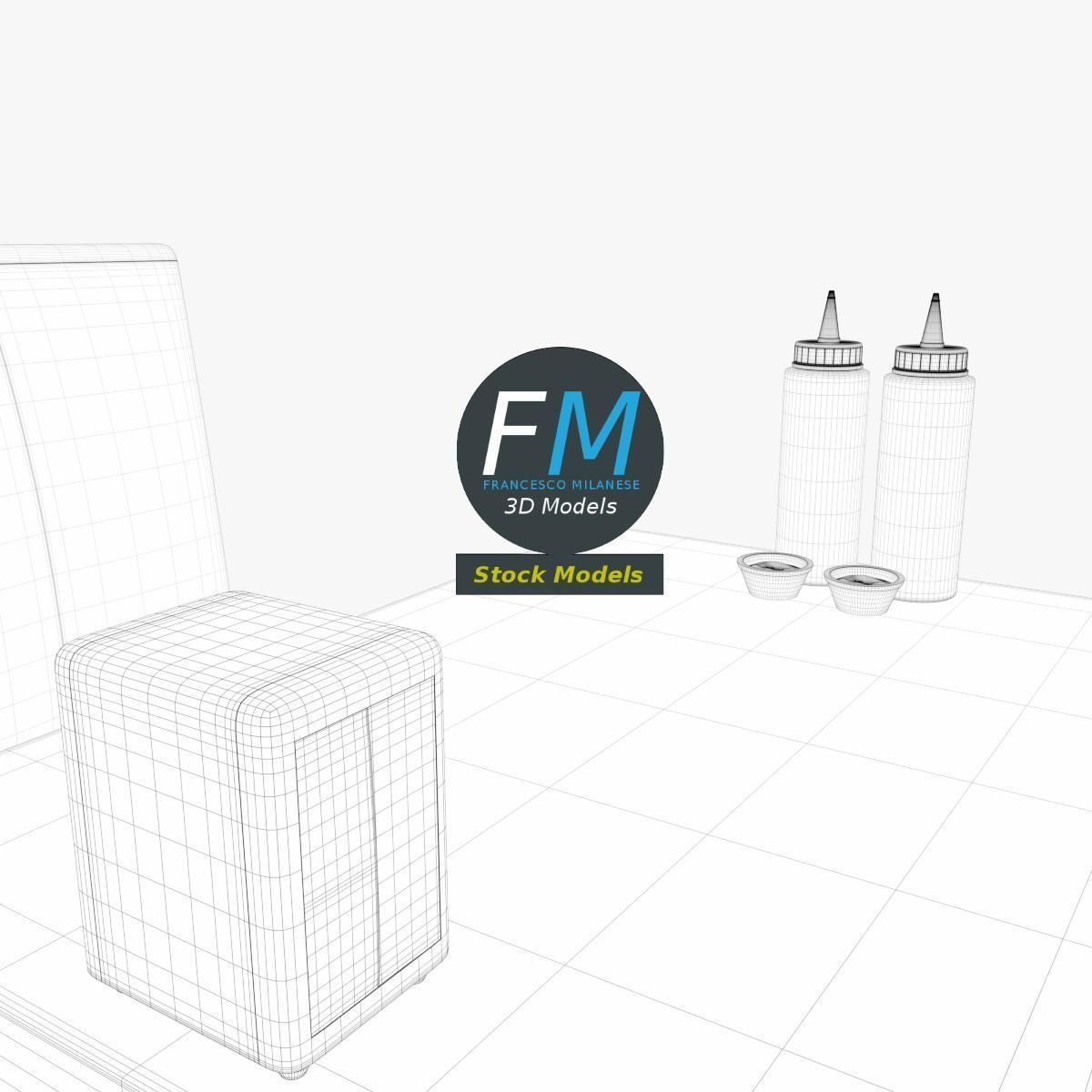 Diner booth set 1 3D model_8