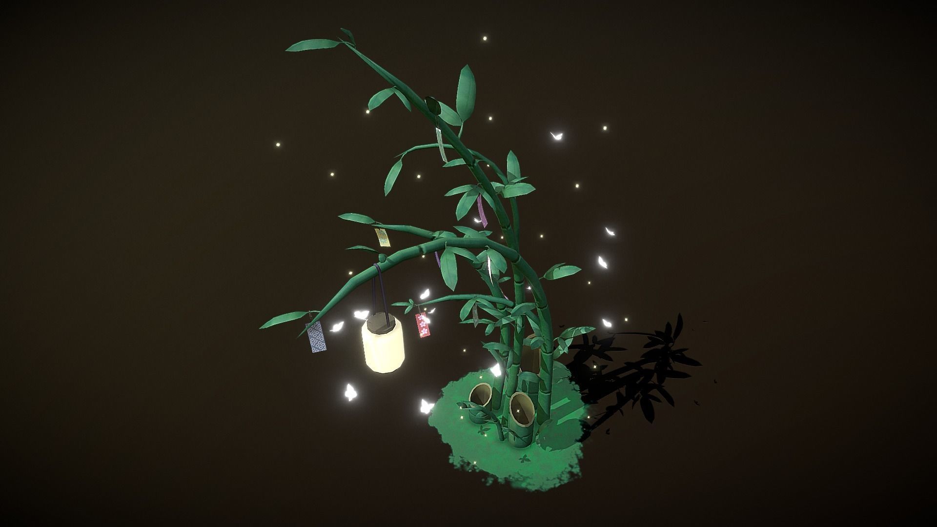 Japanese Wish Tree Low-poly 3D model_11