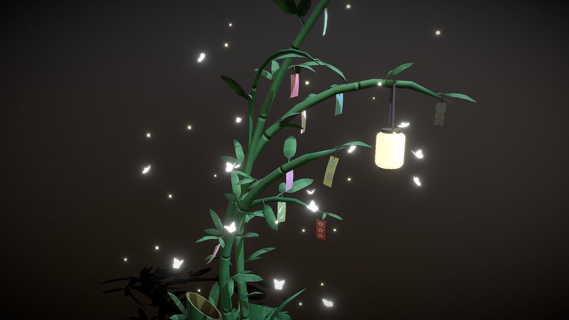 Japanese Wish Tree Low-poly 3D model_3