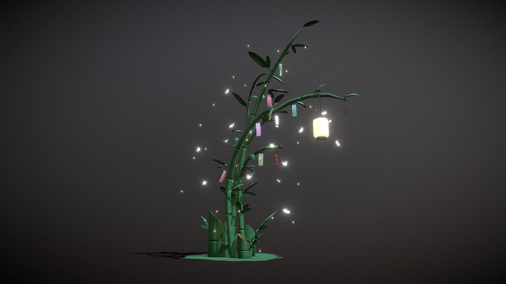 Japanese Wish Tree Low-poly 3D model_1