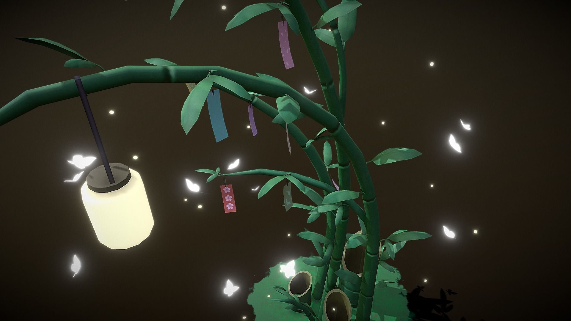 Japanese Wish Tree Low-poly 3D model_8