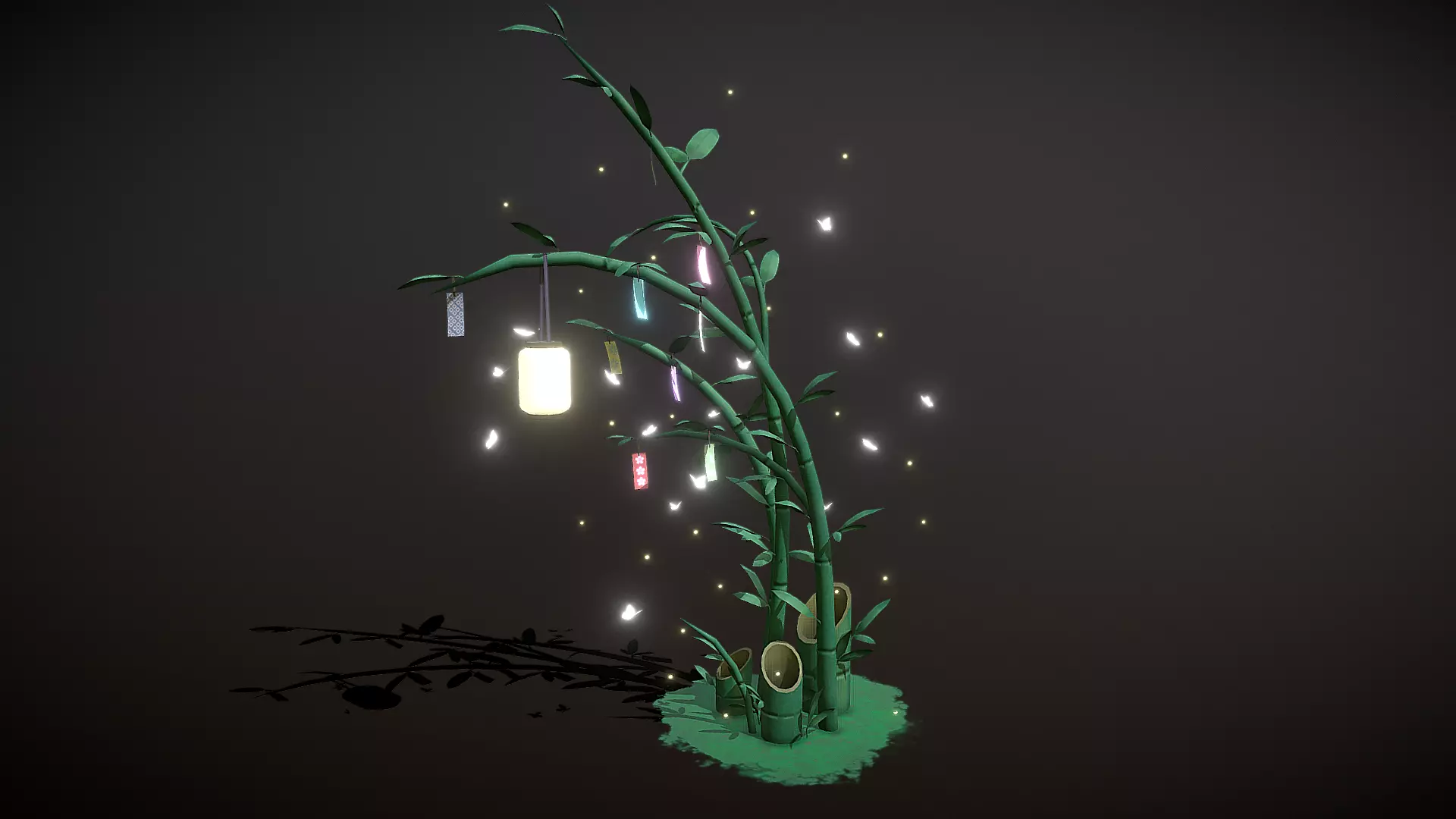Japanese Wish Tree Low-poly 3D model_0