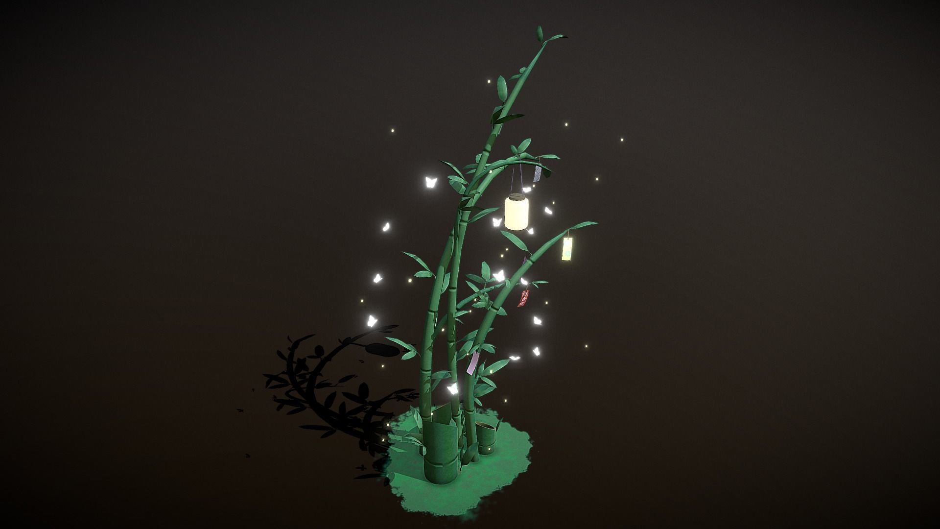 Japanese Wish Tree Low-poly 3D model_7