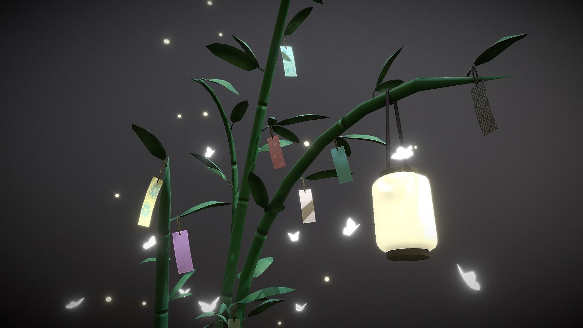 Japanese Wish Tree Low-poly 3D model_5