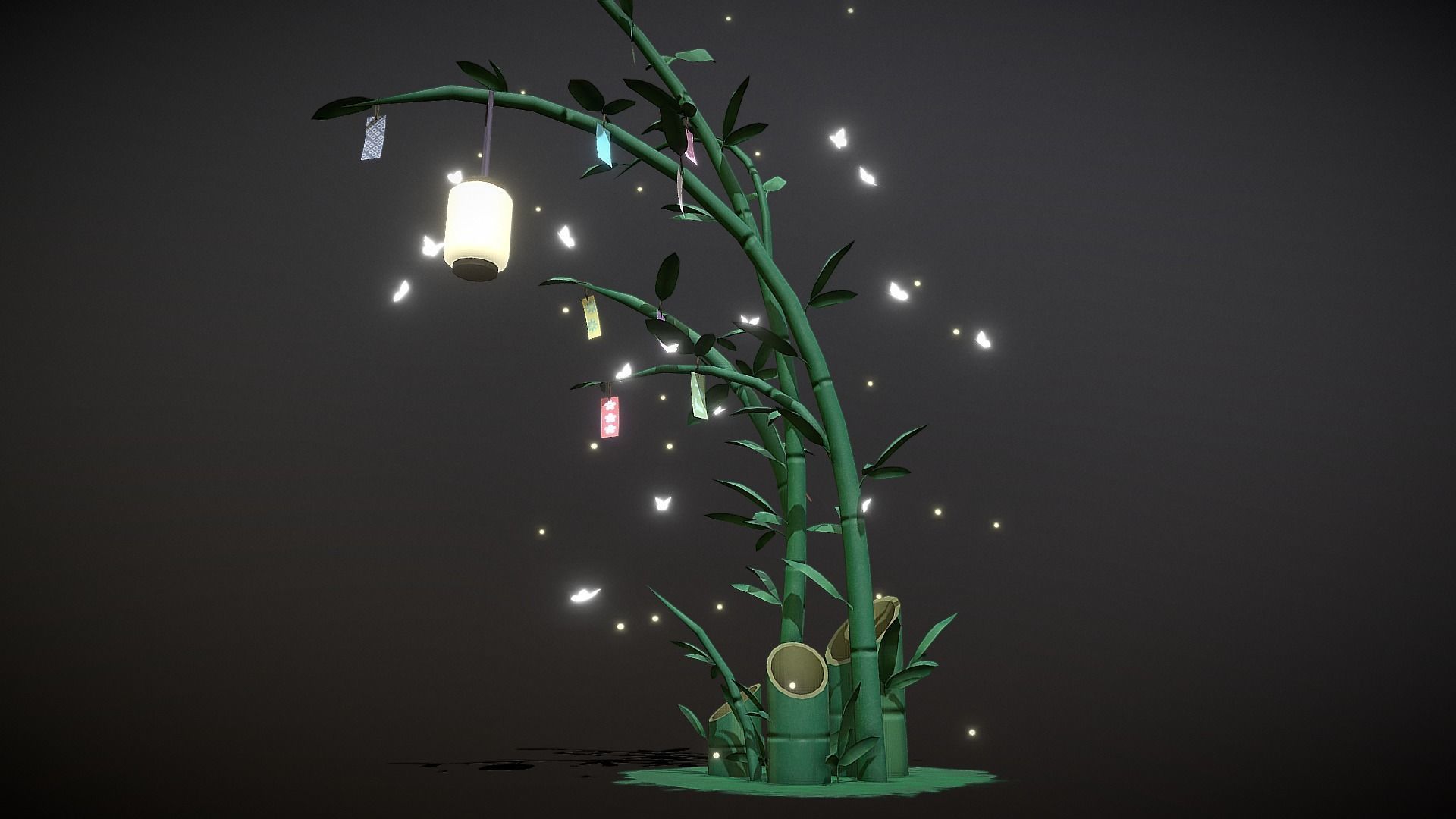 Japanese Wish Tree Low-poly 3D model_9