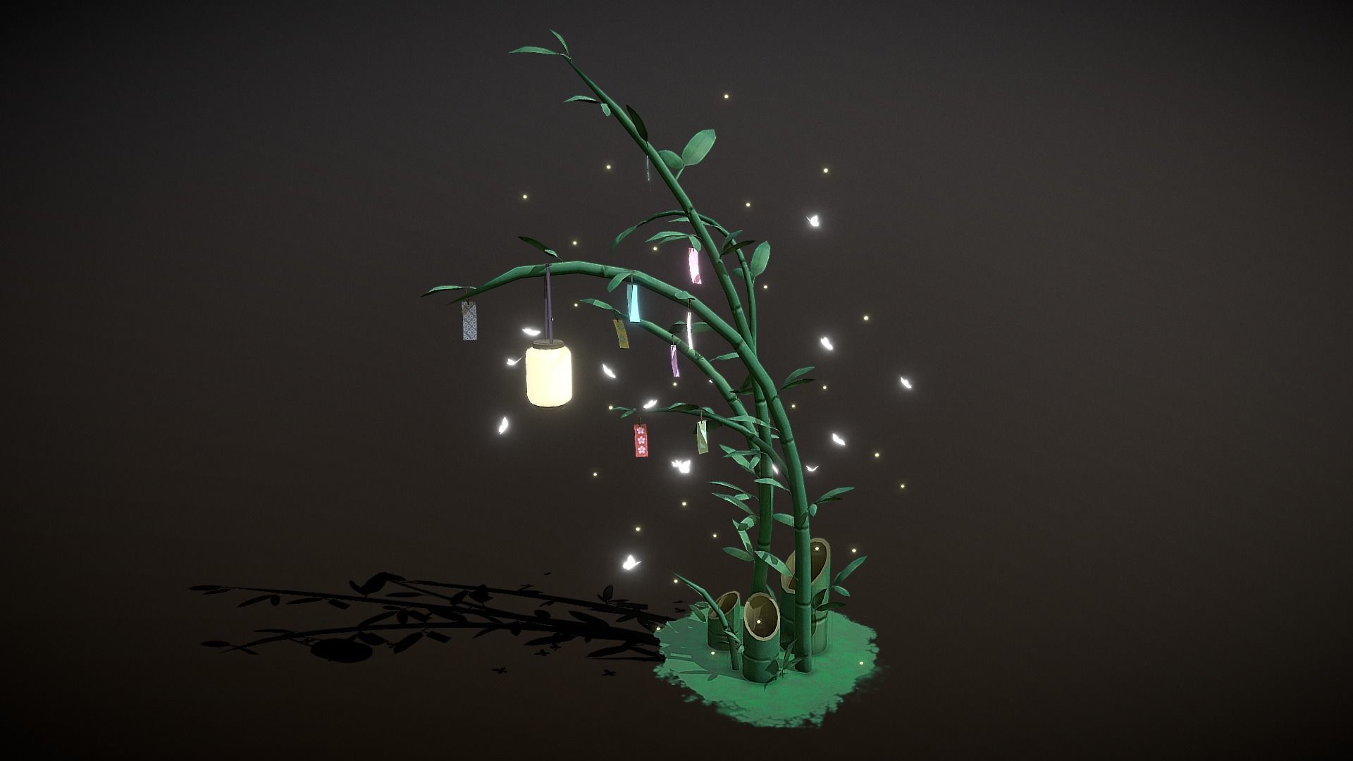 Japanese Wish Tree Low-poly 3D model_13