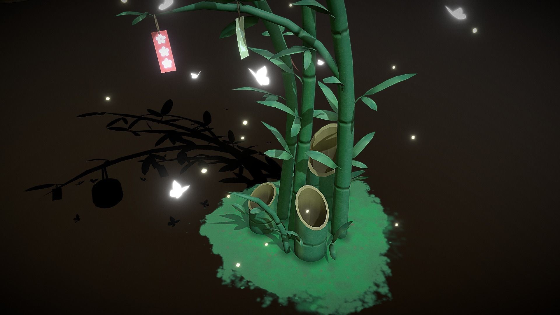 Japanese Wish Tree Low-poly 3D model_4