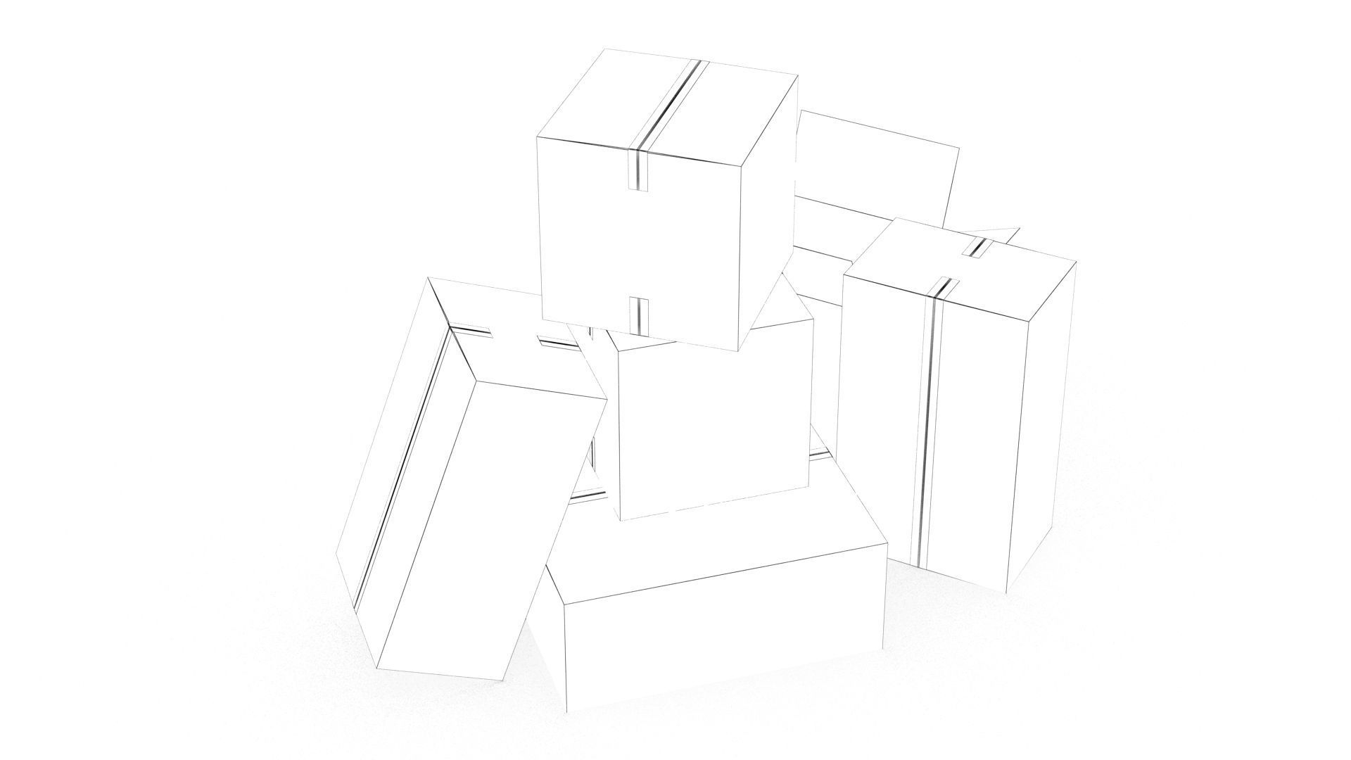 Cardboard Boxes 002 Low-poly 3D model_13