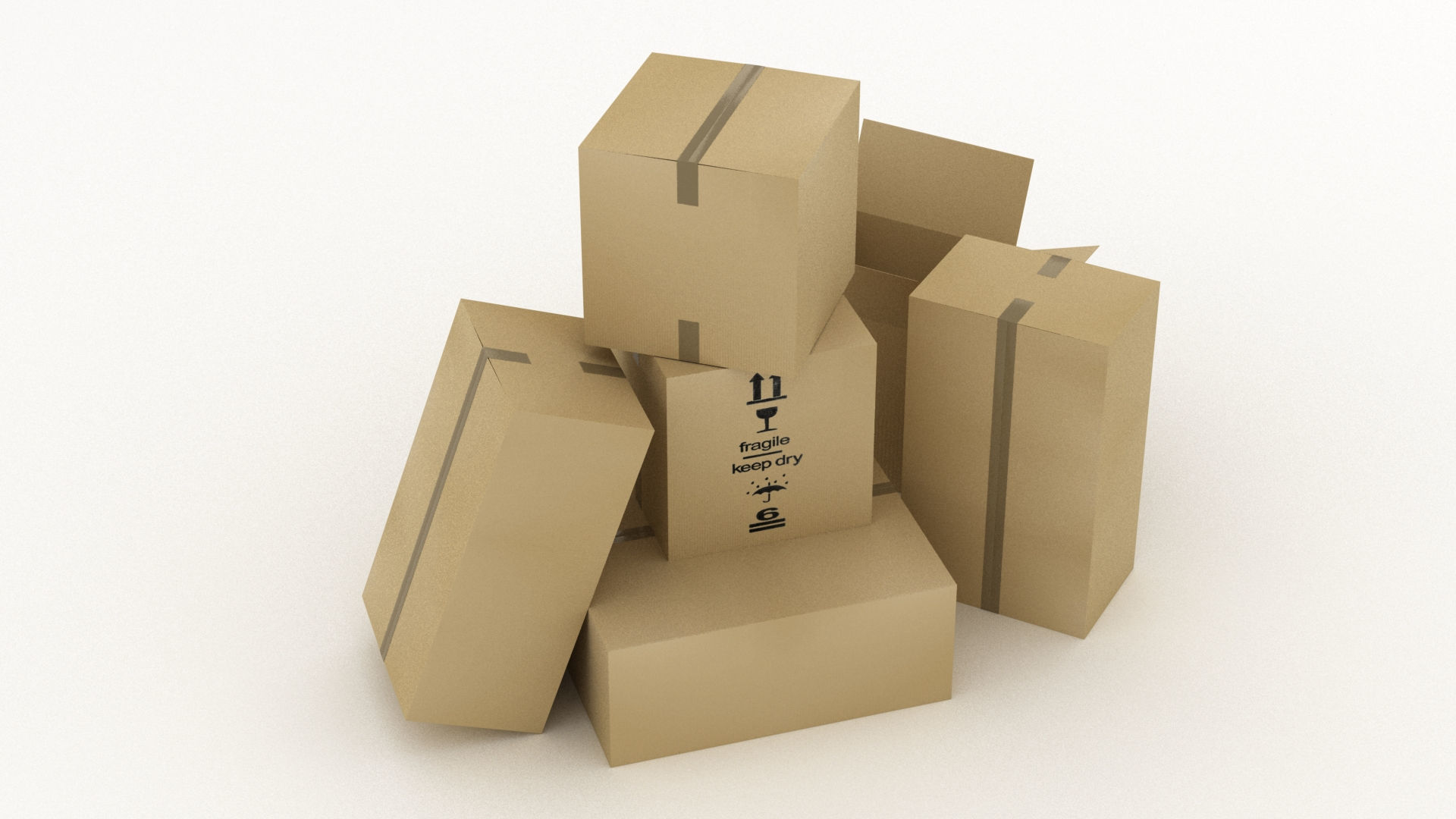 Cardboard Boxes 002 Low-poly 3D model_4