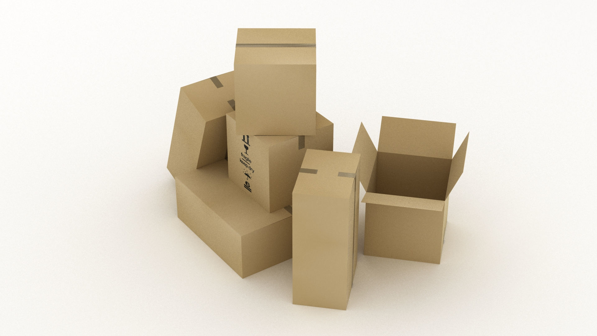 Cardboard Boxes 002 Low-poly 3D model_3