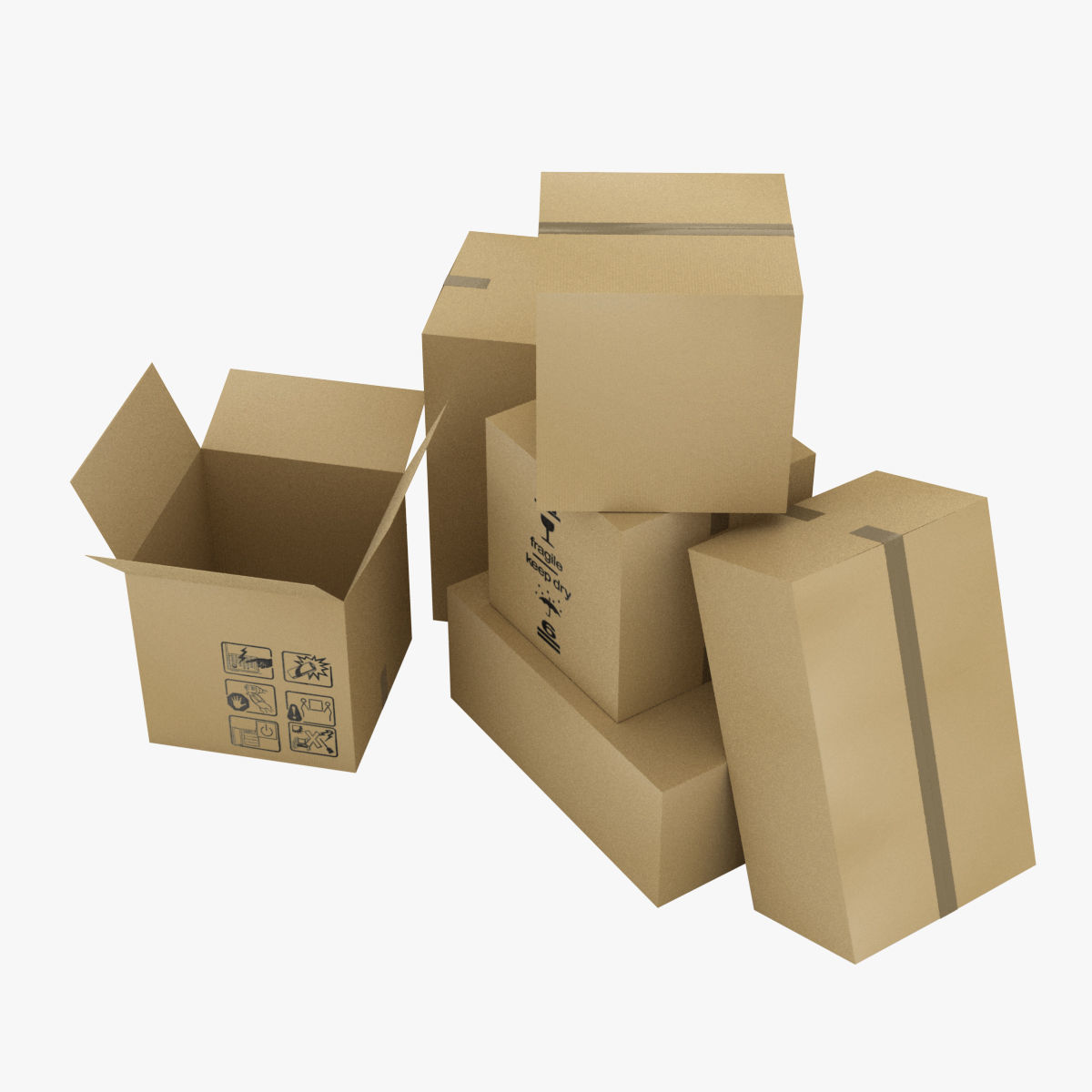 Cardboard Boxes 002 Low-poly 3D model_18