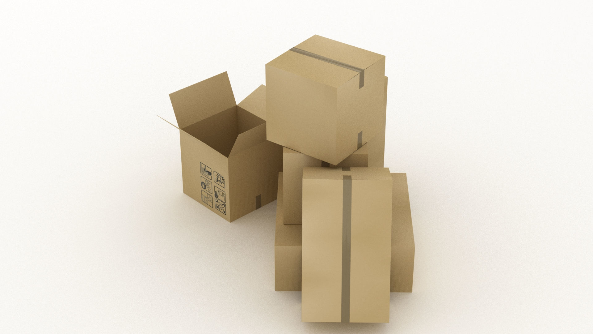 Cardboard Boxes 002 Low-poly 3D model_5