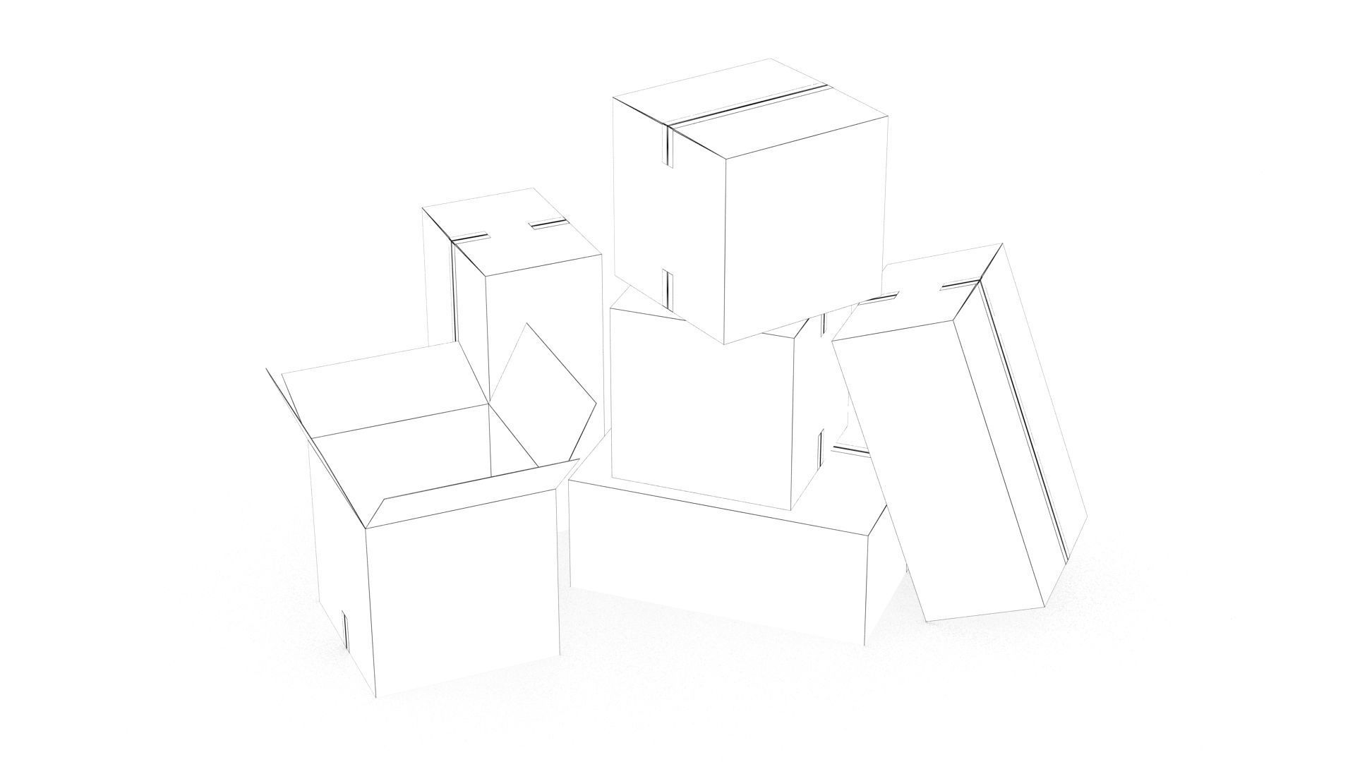 Cardboard Boxes 002 Low-poly 3D model_10
