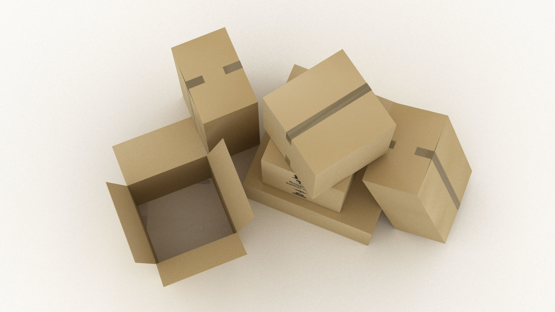 Cardboard Boxes 002 Low-poly 3D model_8