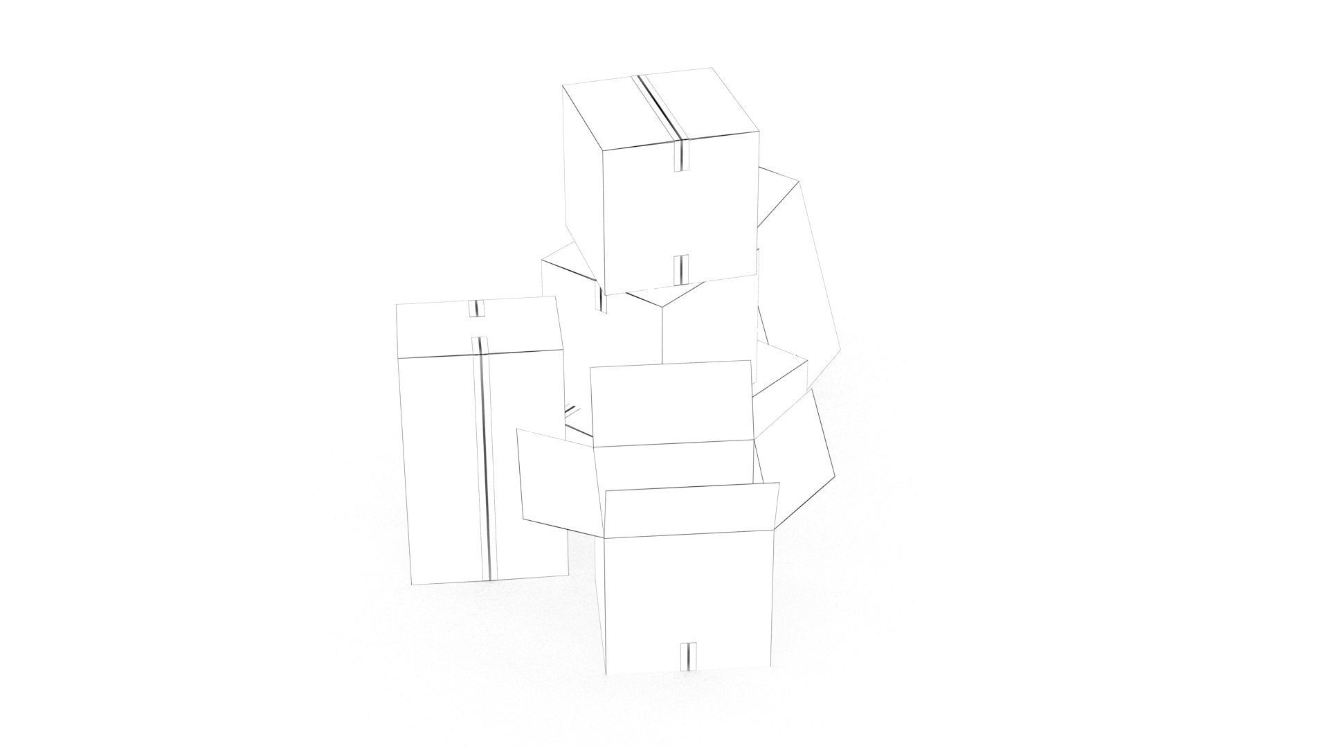Cardboard Boxes 002 Low-poly 3D model_11