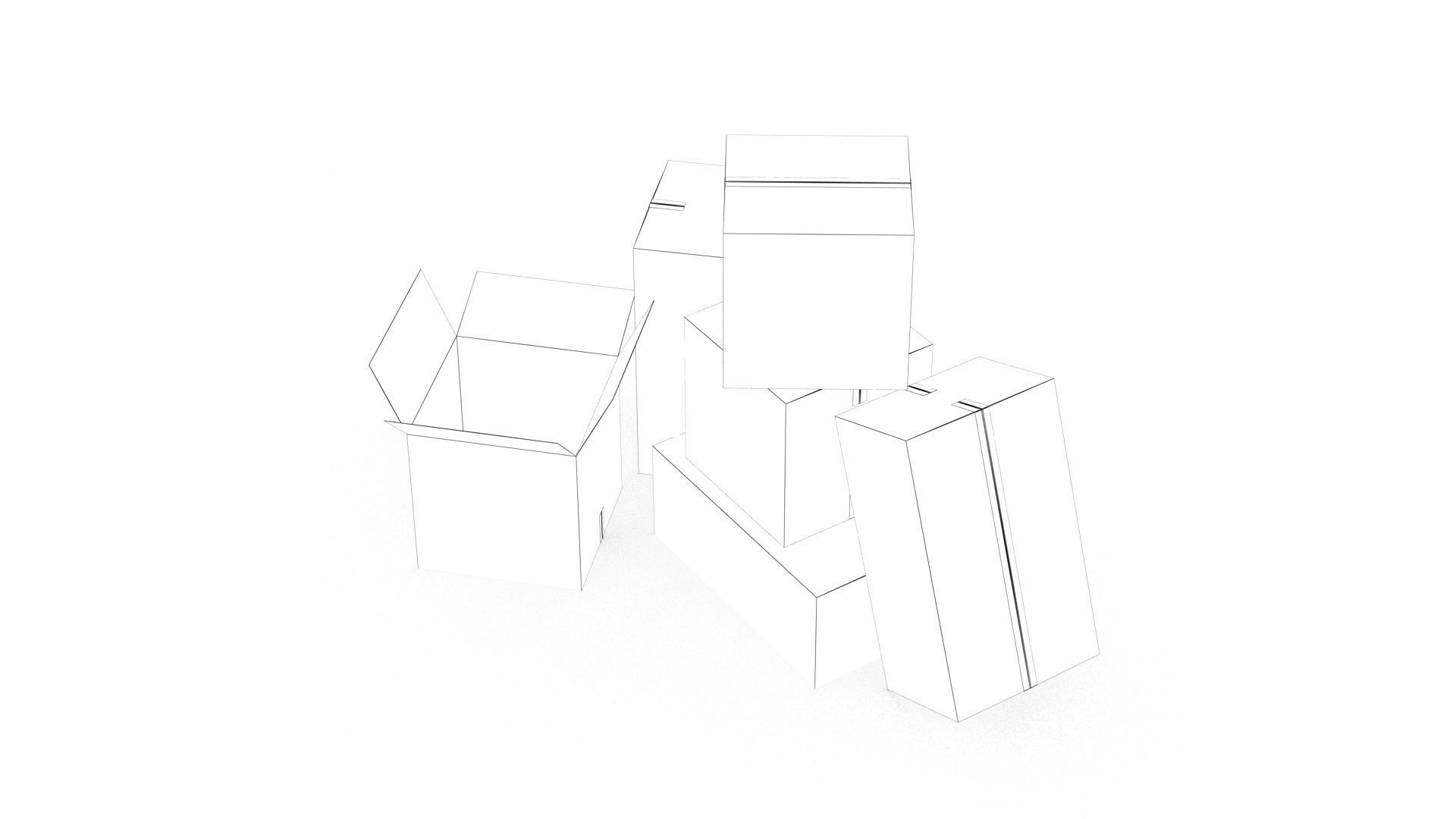 Cardboard Boxes 002 Low-poly 3D model_9