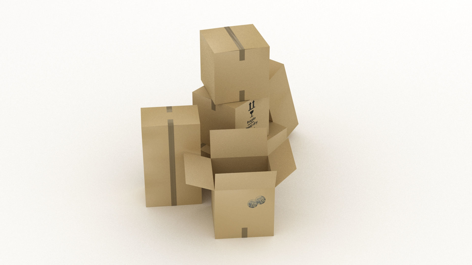 Cardboard Boxes 002 Low-poly 3D model_2