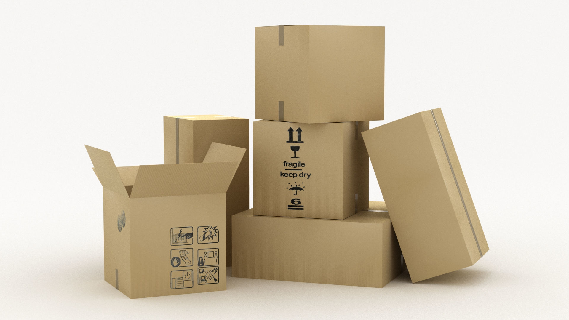 Cardboard Boxes 002 Low-poly 3D model_6
