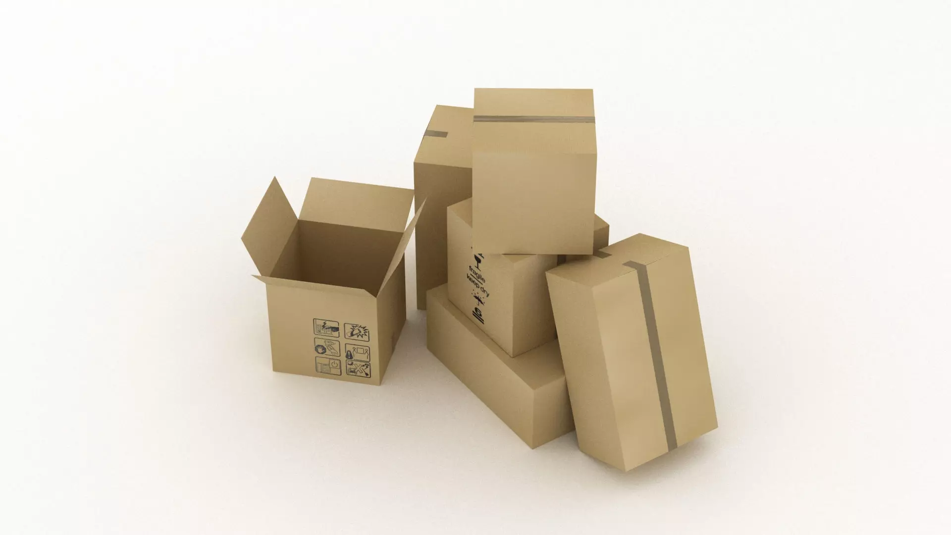 Cardboard Boxes 002 Low-poly 3D model_0