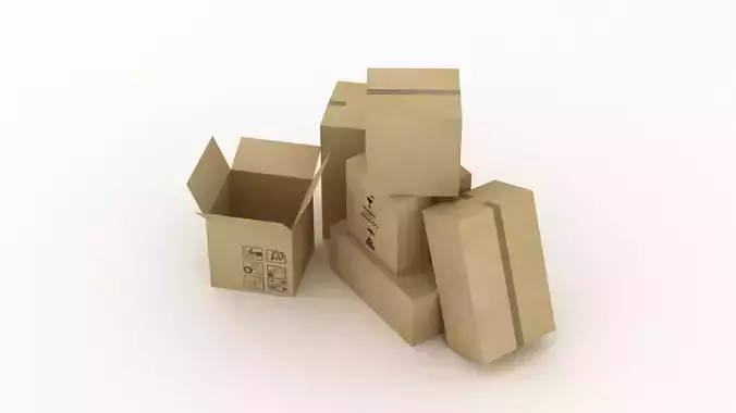 Cardboard Boxes 002 Low-poly 3D model