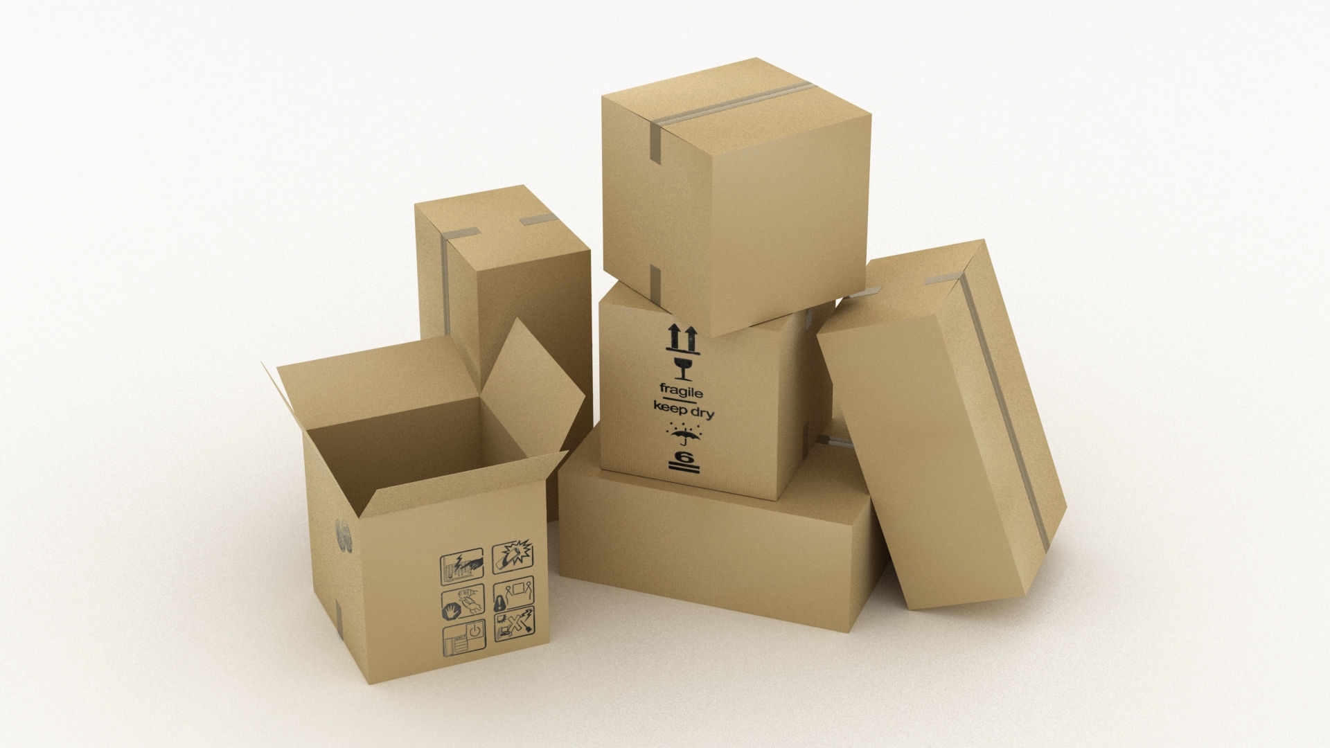 Cardboard Boxes 002 Low-poly 3D model_1