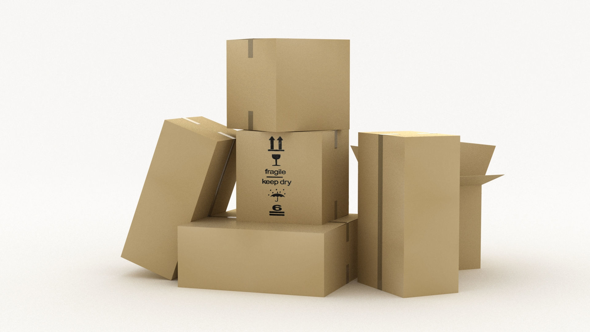 Cardboard Boxes 002 Low-poly 3D model_7