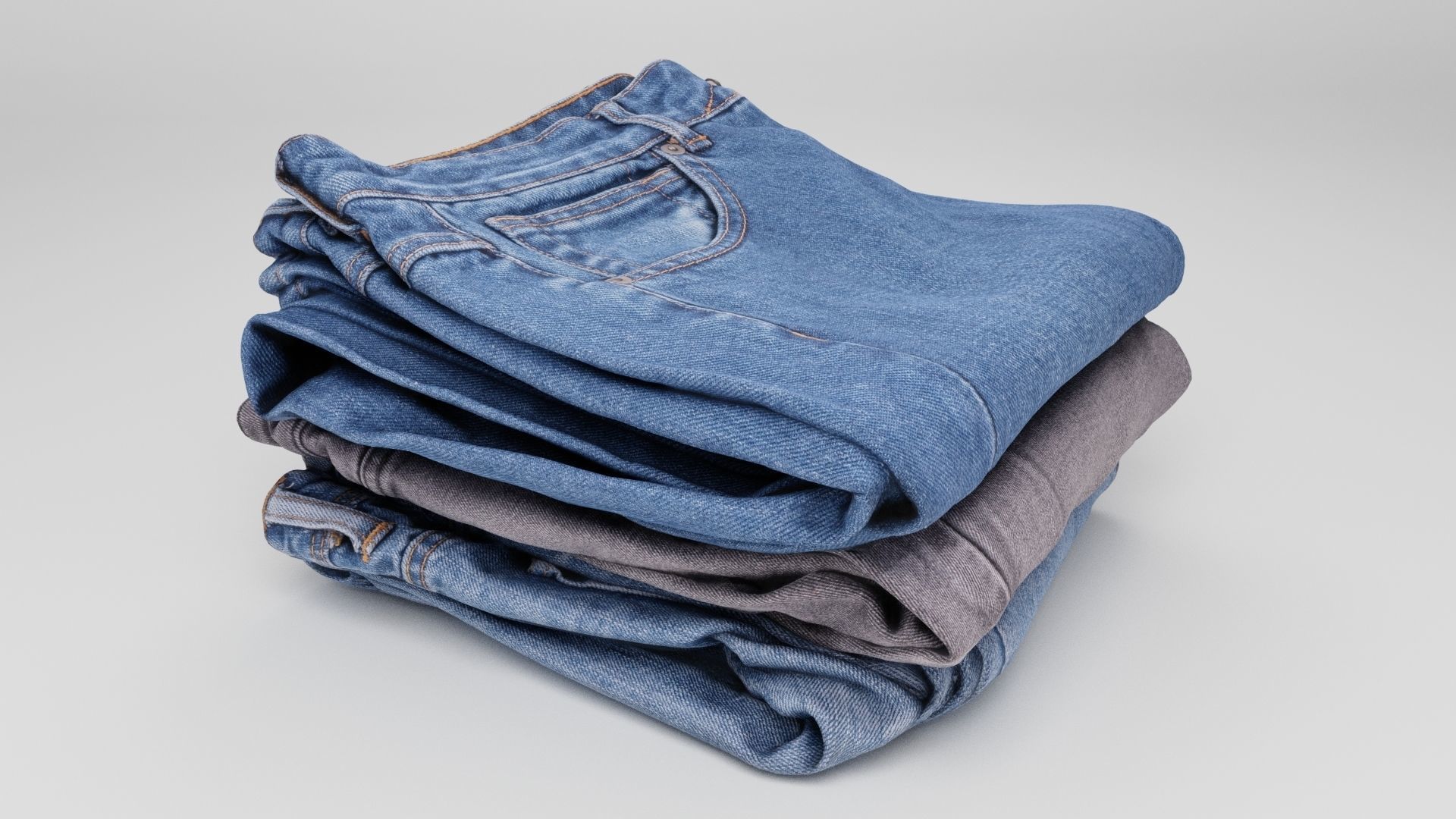 Jeans and pants 13 items collection heap stack pile of jeans  3D model_20