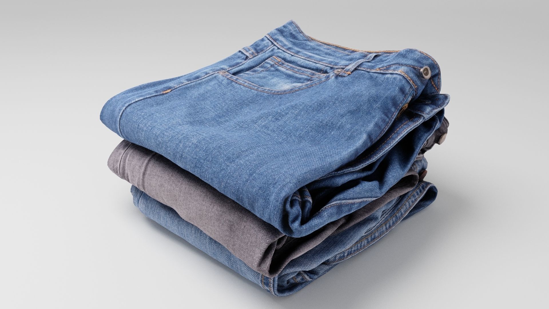 Jeans and pants 13 items collection heap stack pile of jeans  3D model_19