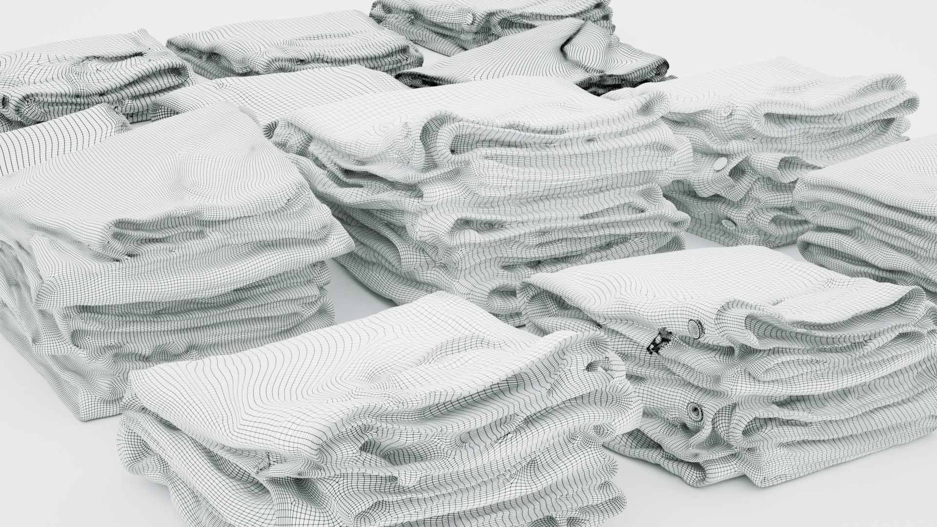 Jeans and pants 13 items collection heap stack pile of jeans  3D model_38