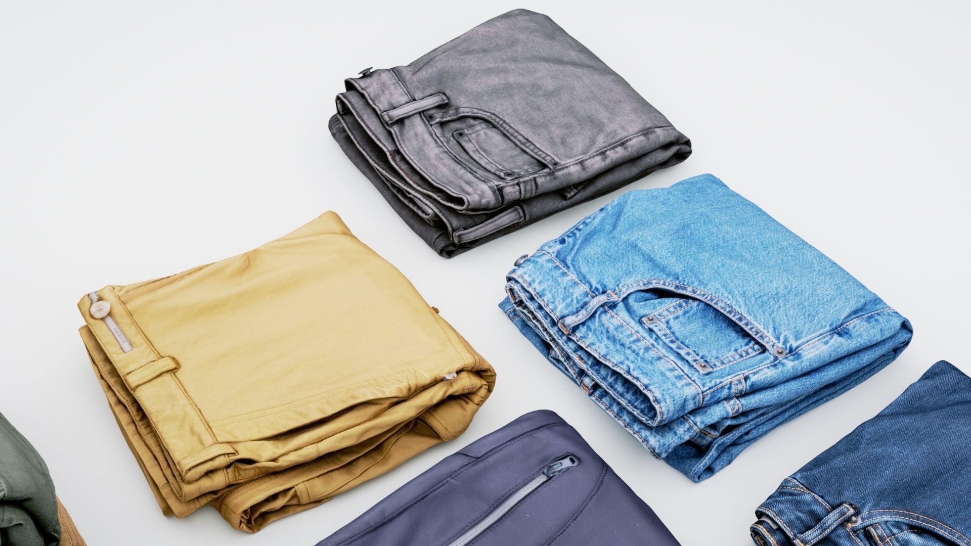 Jeans and pants 13 items collection heap stack pile of jeans  3D model_7