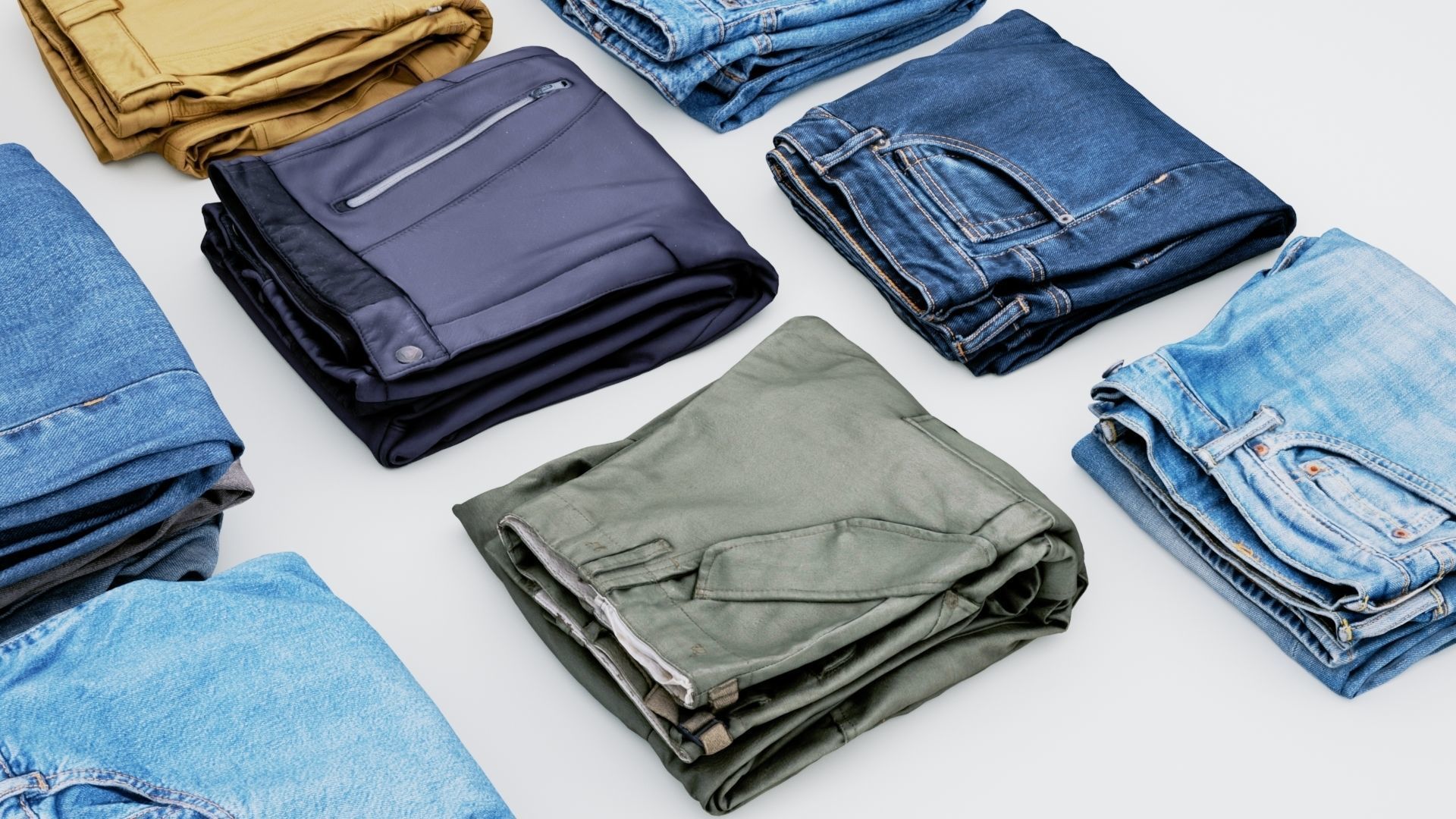 Jeans and pants 13 items collection heap stack pile of jeans  3D model_8