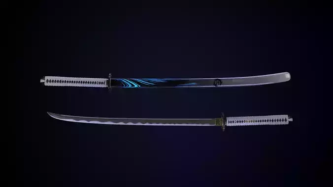 Katana two samurai swords 3D model