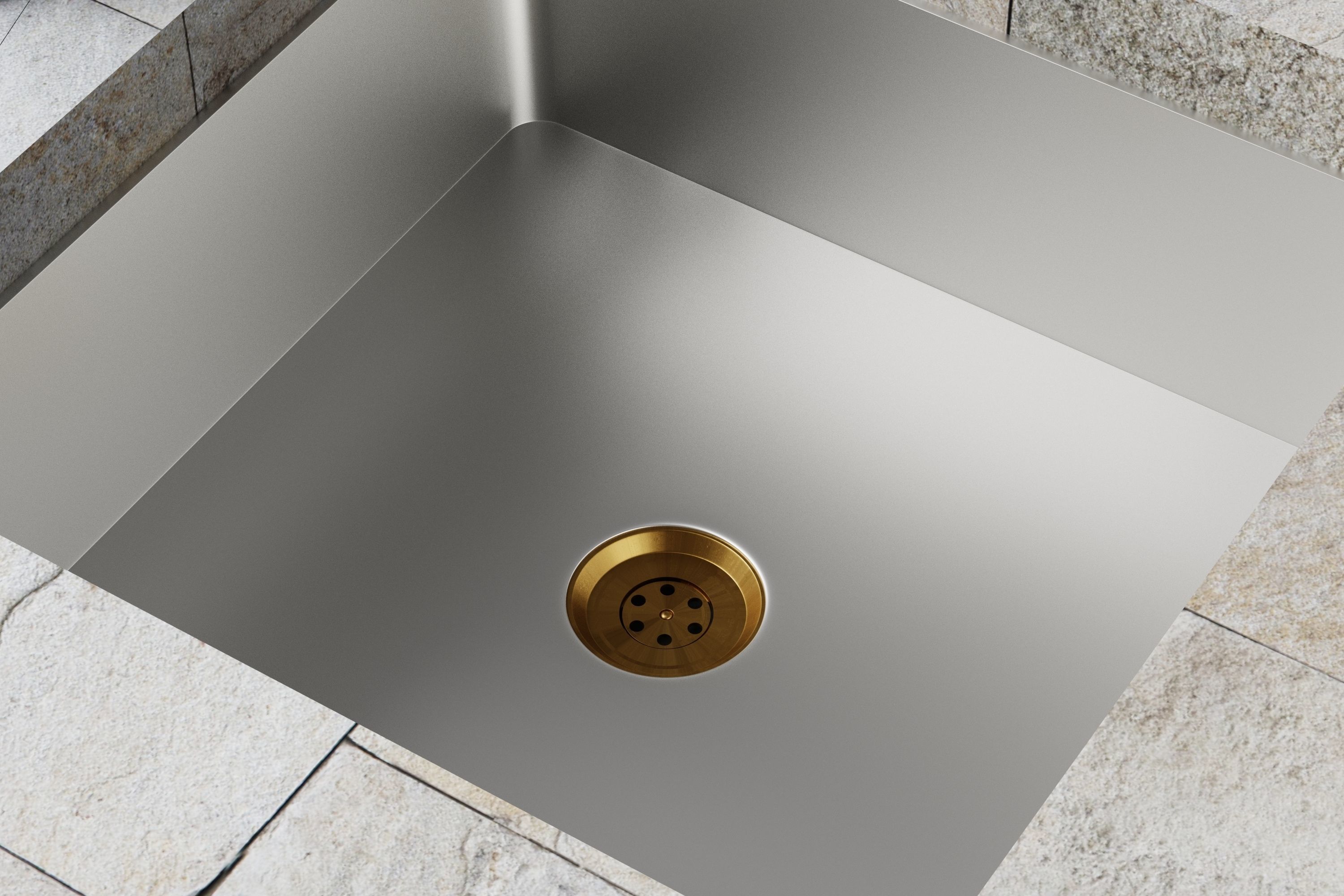 Silver Sink and Faucet Low-poly 3D model_4