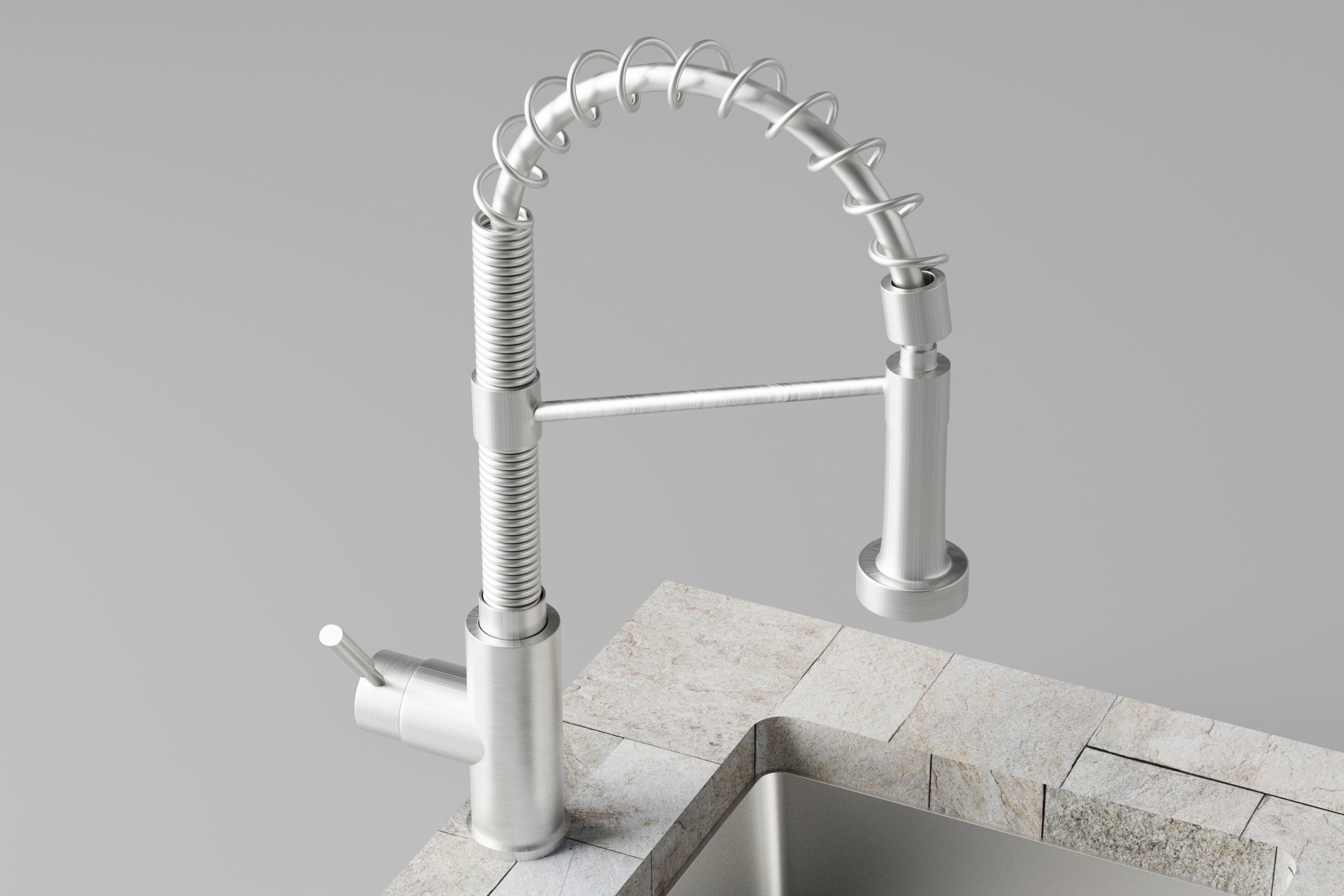 Silver Sink and Faucet Low-poly 3D model_2