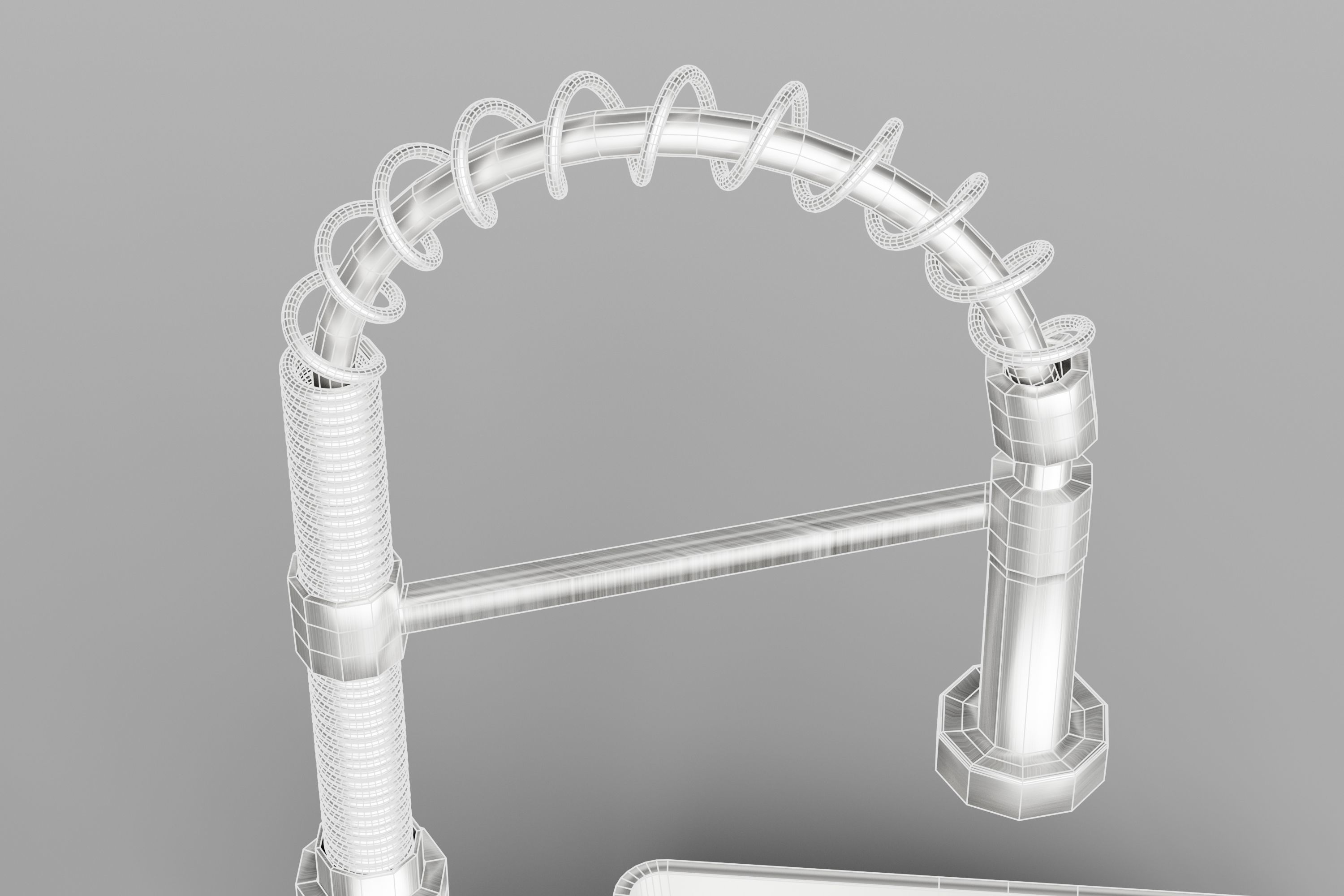 Silver Sink and Faucet Low-poly 3D model_10