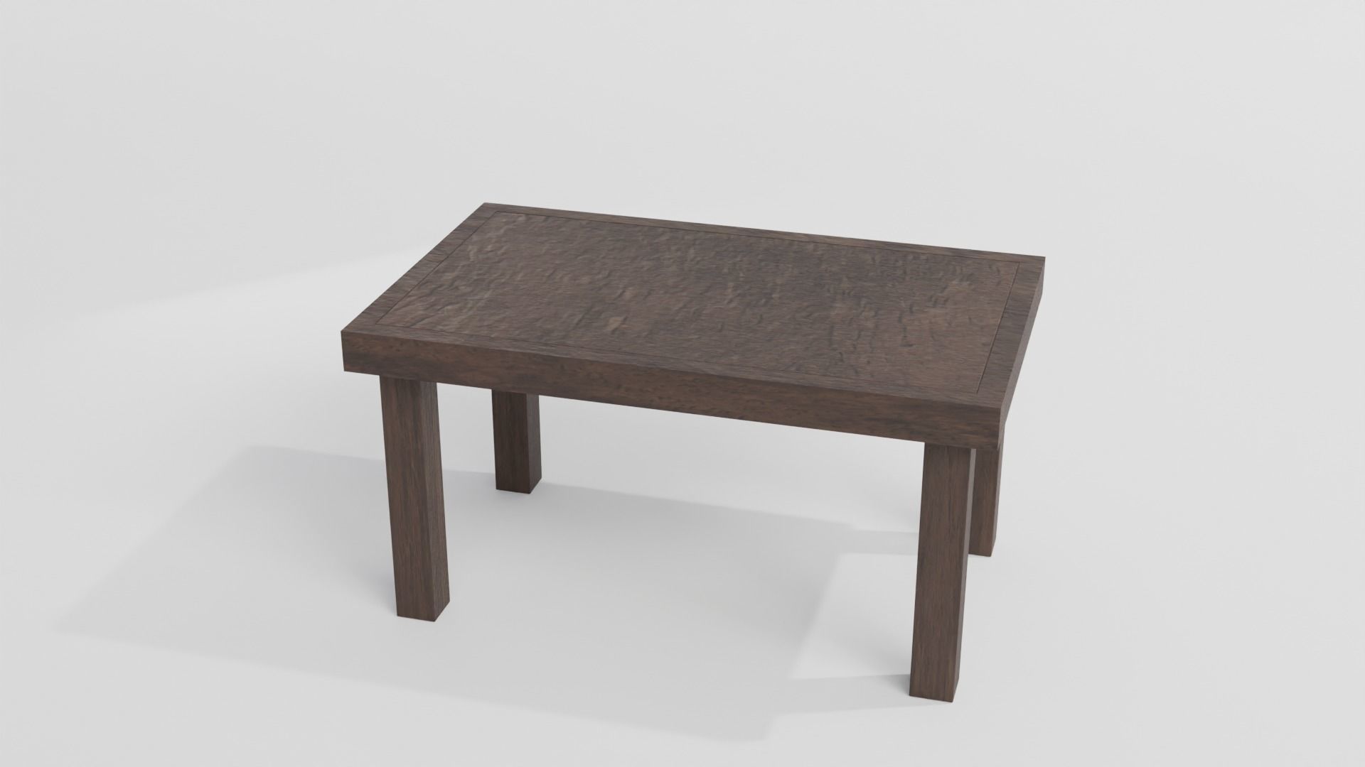 Old wooden dining table Low-poly 3D model_15