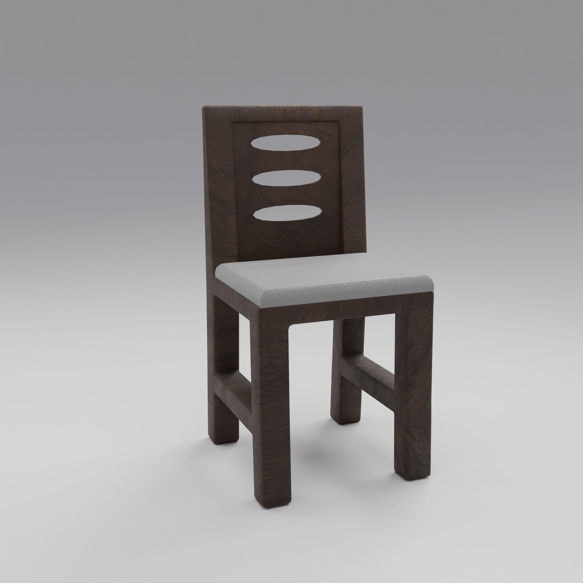 Old wooden dining table Low-poly 3D model_7