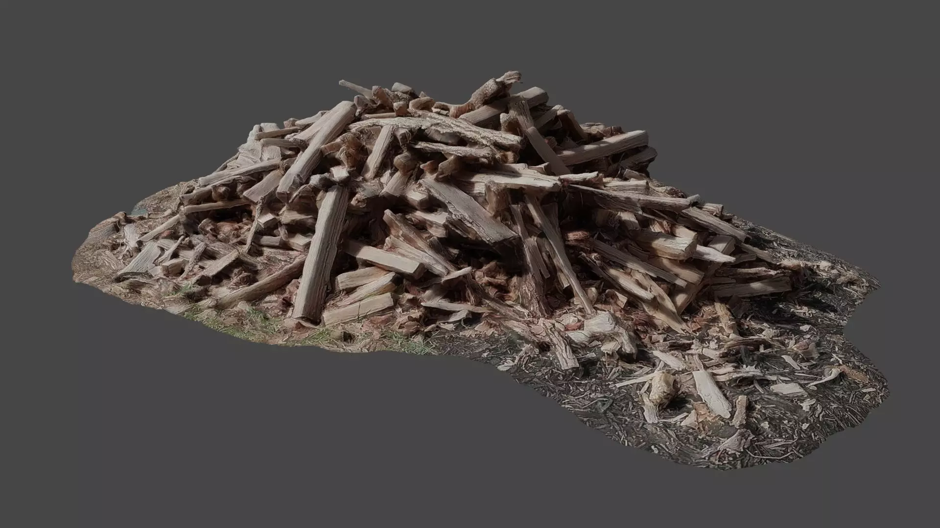 Chopped Wood Pile - Mid Fidelity 3D model_0