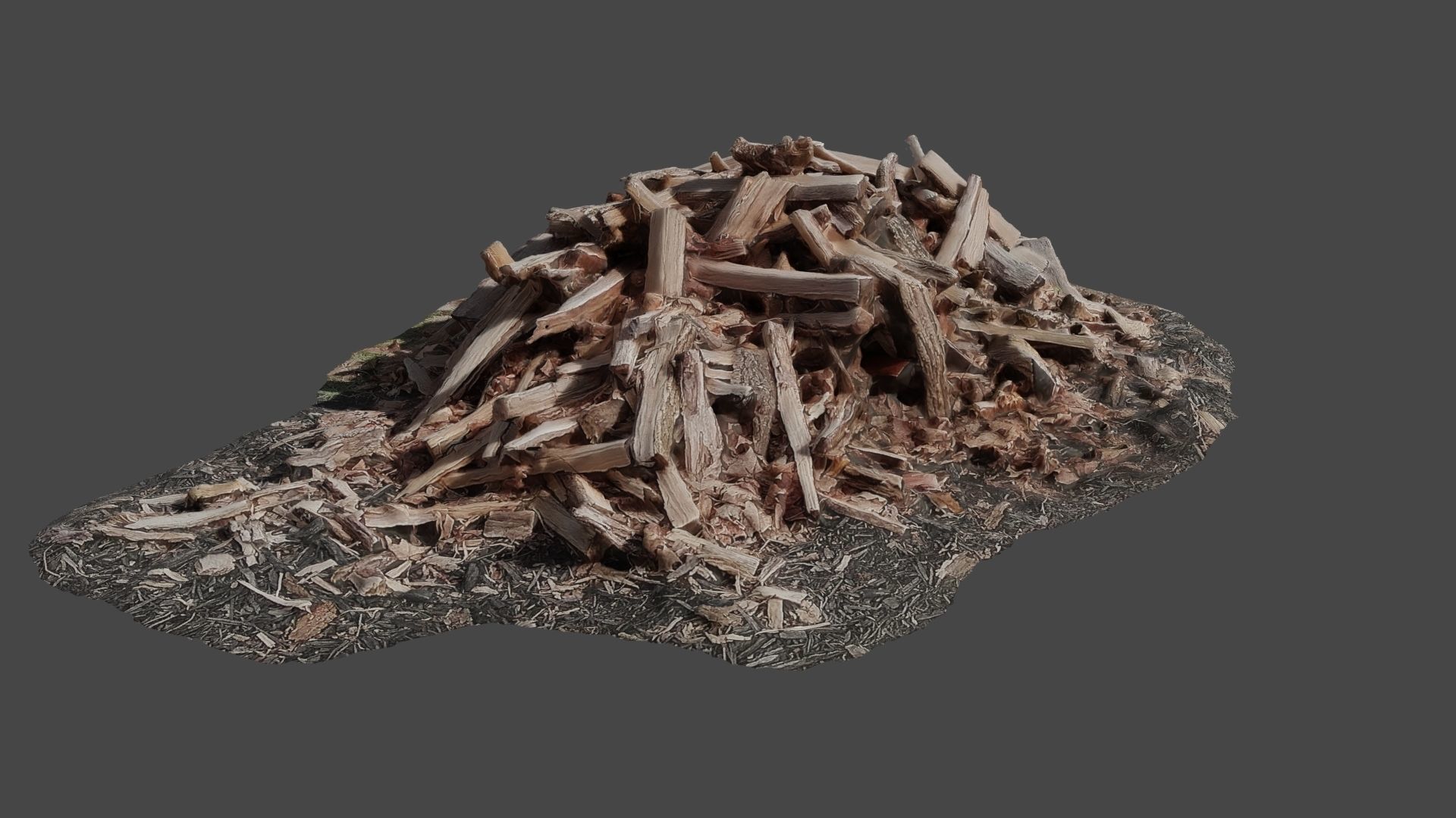 Chopped Wood Pile - Mid Fidelity 3D model_2