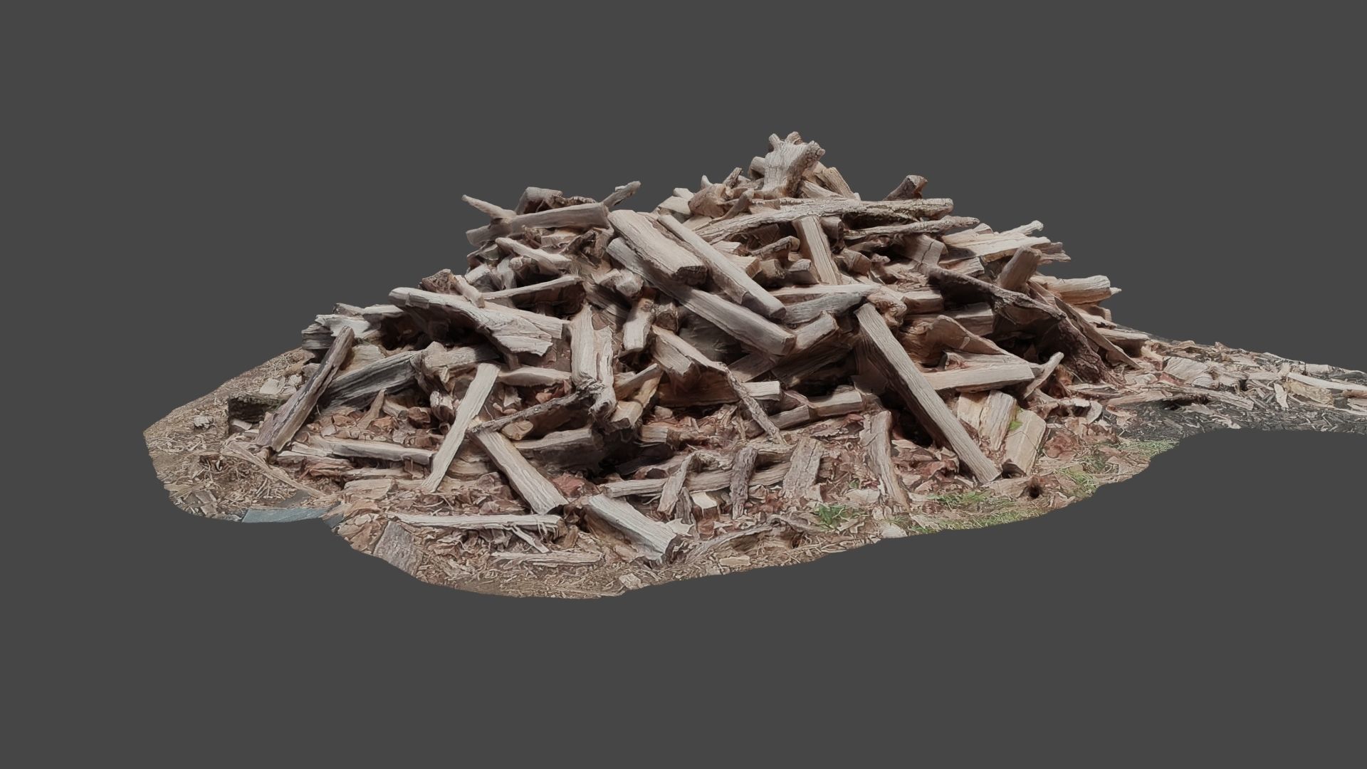 Chopped Wood Pile - Mid Fidelity 3D model_3