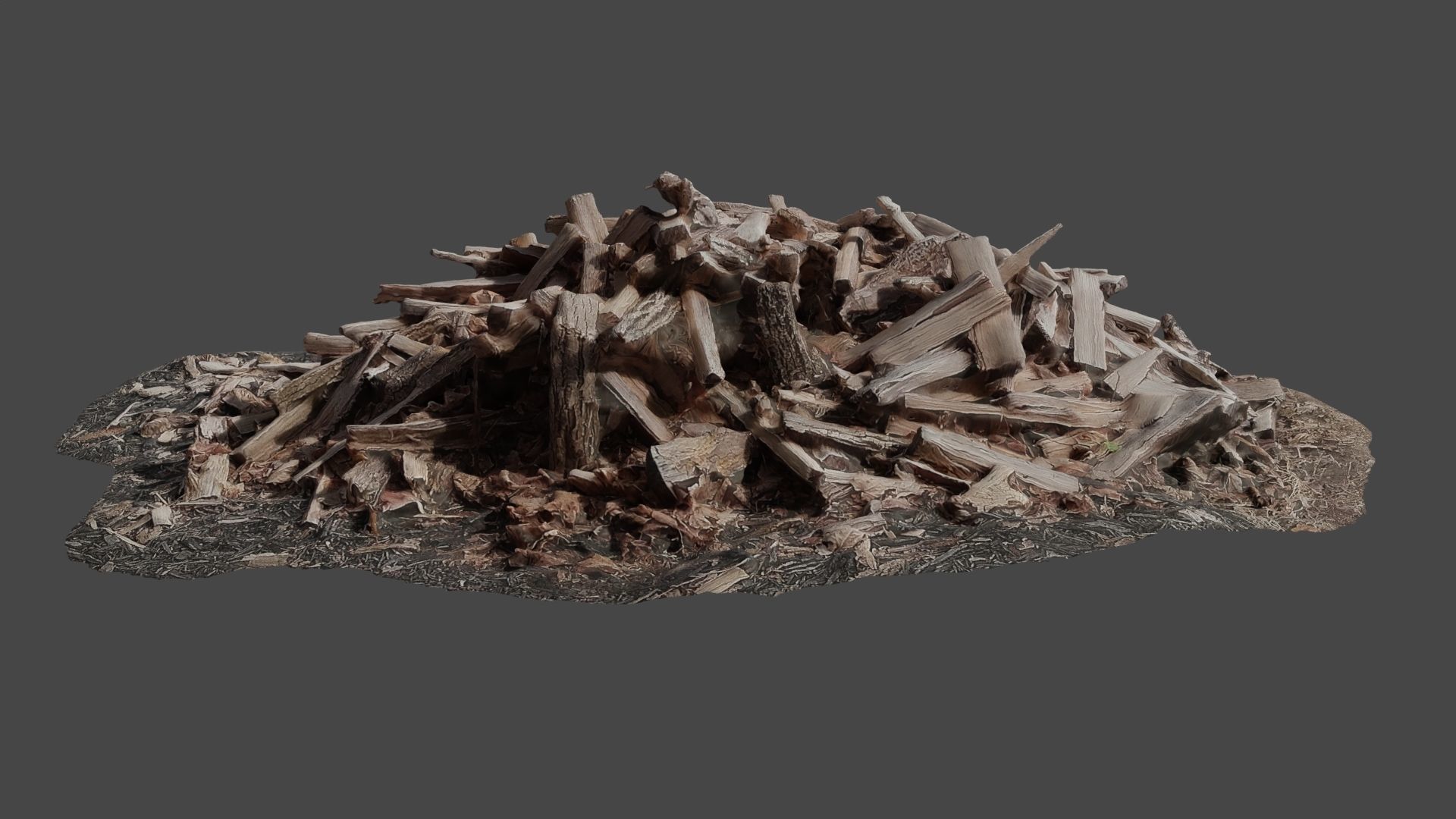 Chopped Wood Pile - Mid Fidelity 3D model_1
