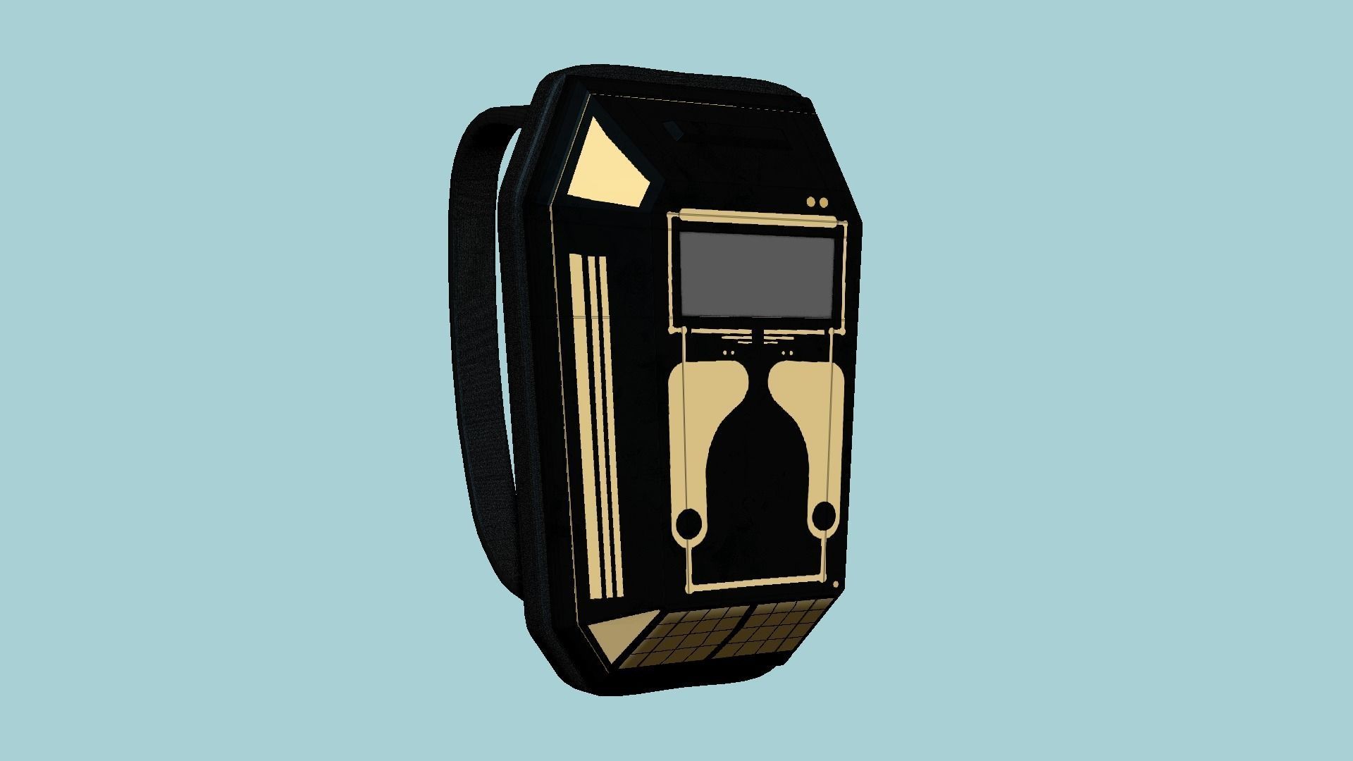 SciFi Backpack E03 Black Gold - Fashion Character Design Low-poly 3D model_6