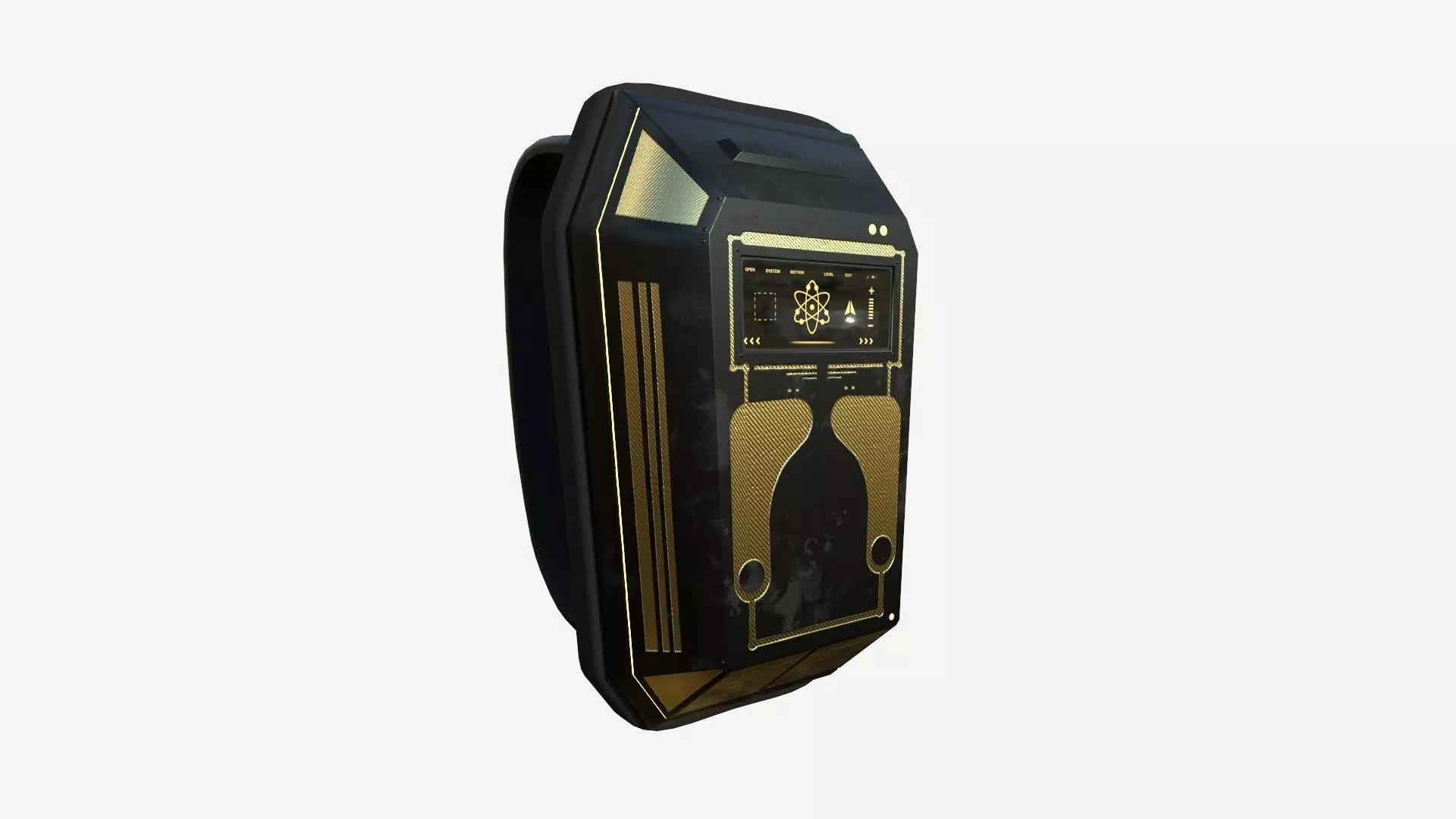 SciFi Backpack E03 Black Gold - Fashion Character Design Low-poly 3D model_0