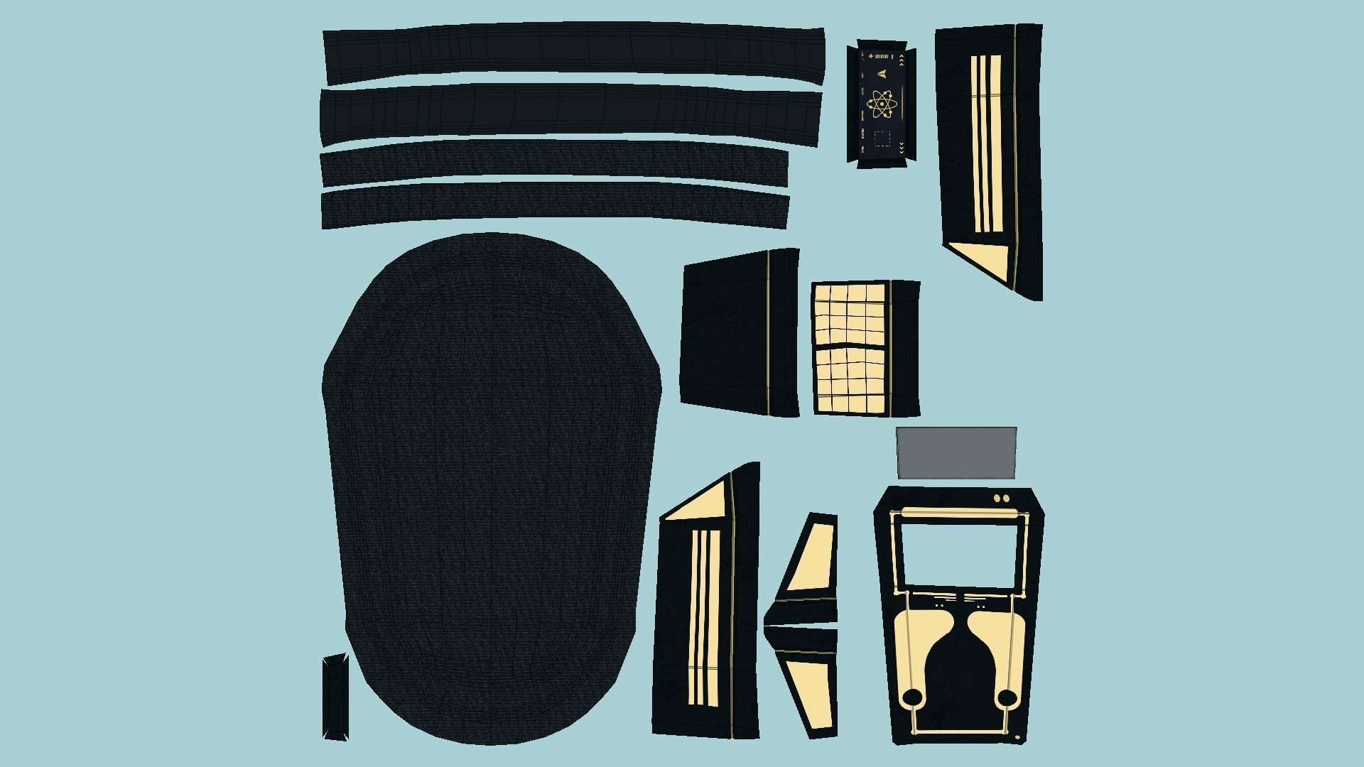 SciFi Backpack E03 Black Gold - Fashion Character Design Low-poly 3D model_5