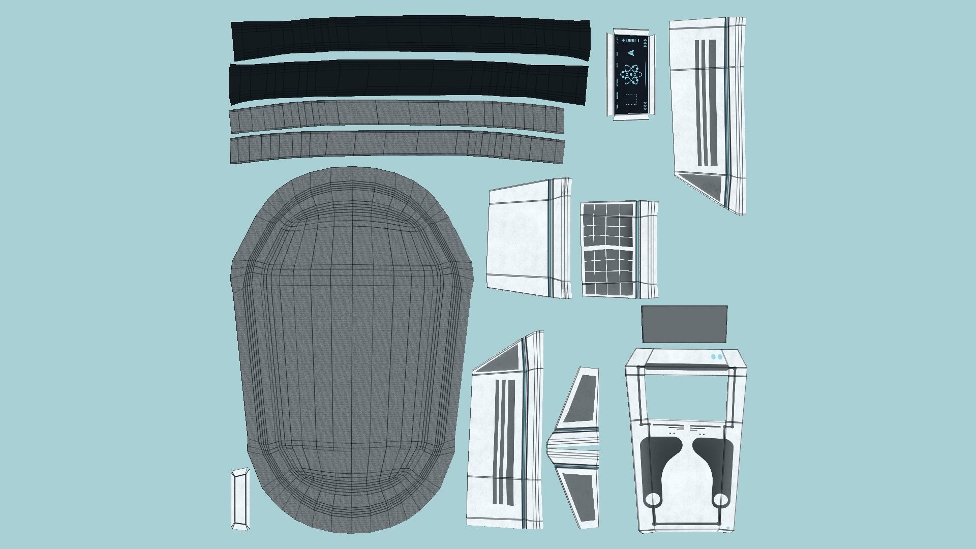 SciFi Backpack E05 Steel Bright - Fashion Character Design Low-poly 3D model_5