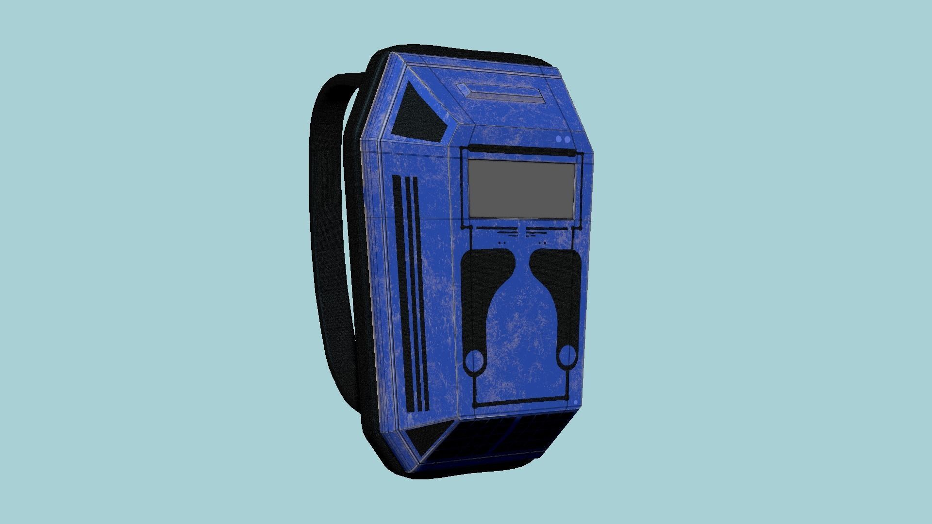 SciFi Backpack E06 Blue - Fashion Character Design Low-poly 3D model_6