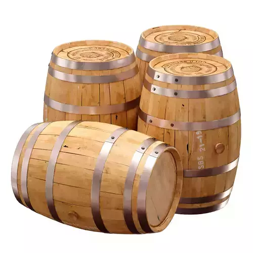 Wooden wine barrel 3D model