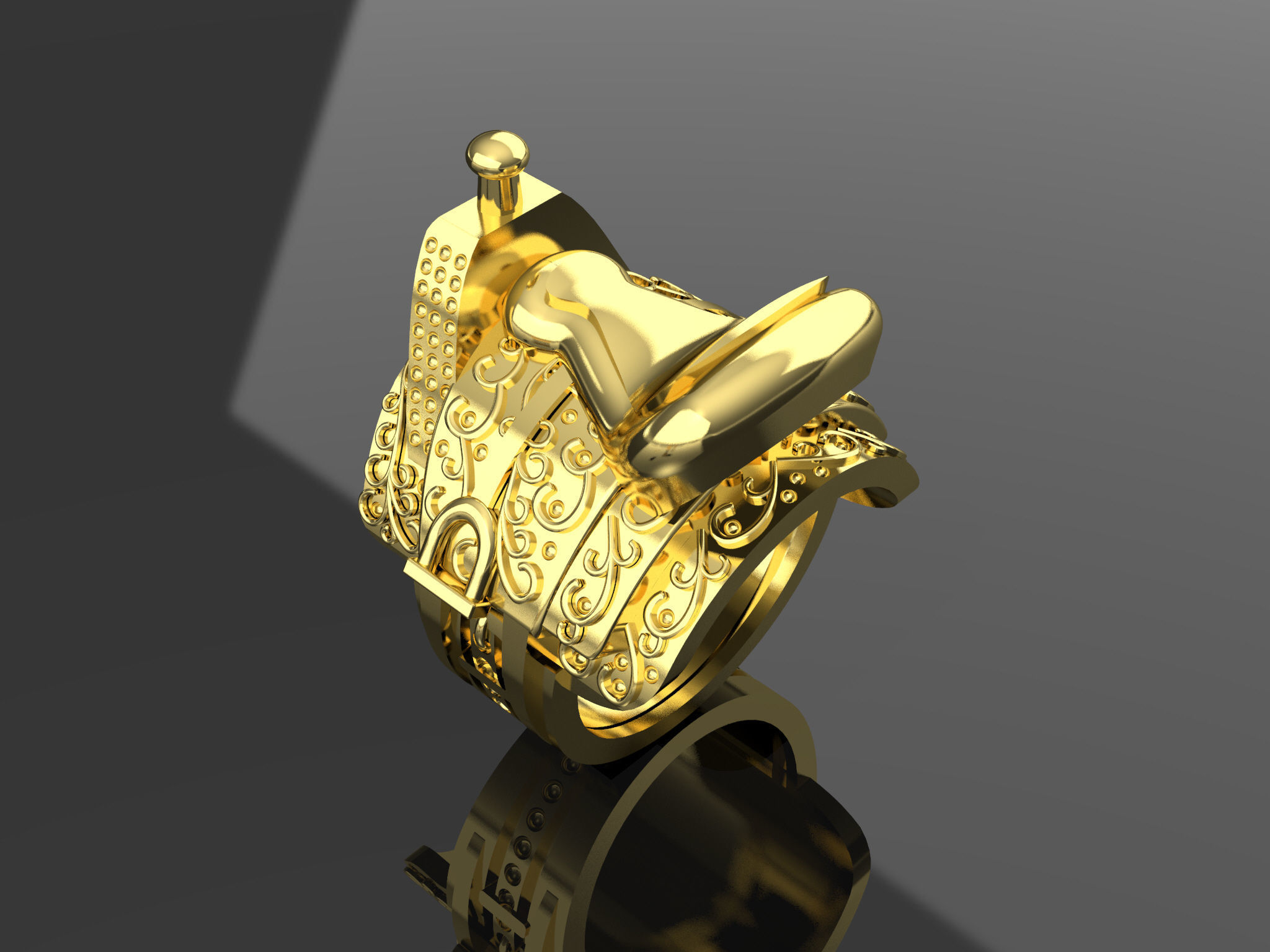 saddle ring  3D print model_3