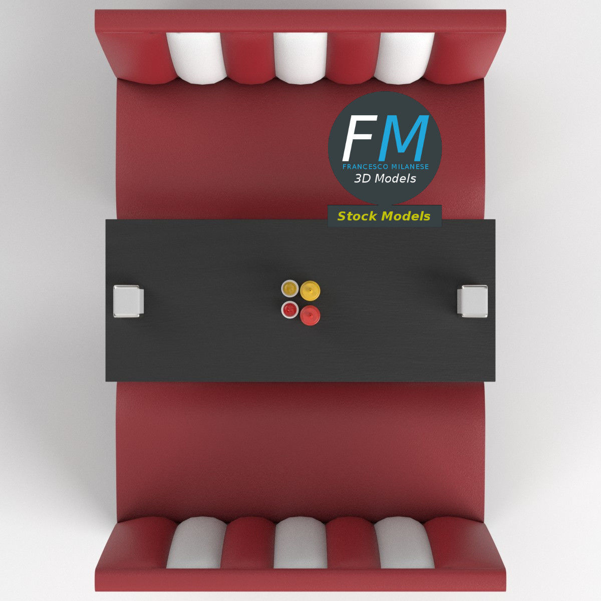 Diner booth set 2 3D model_6